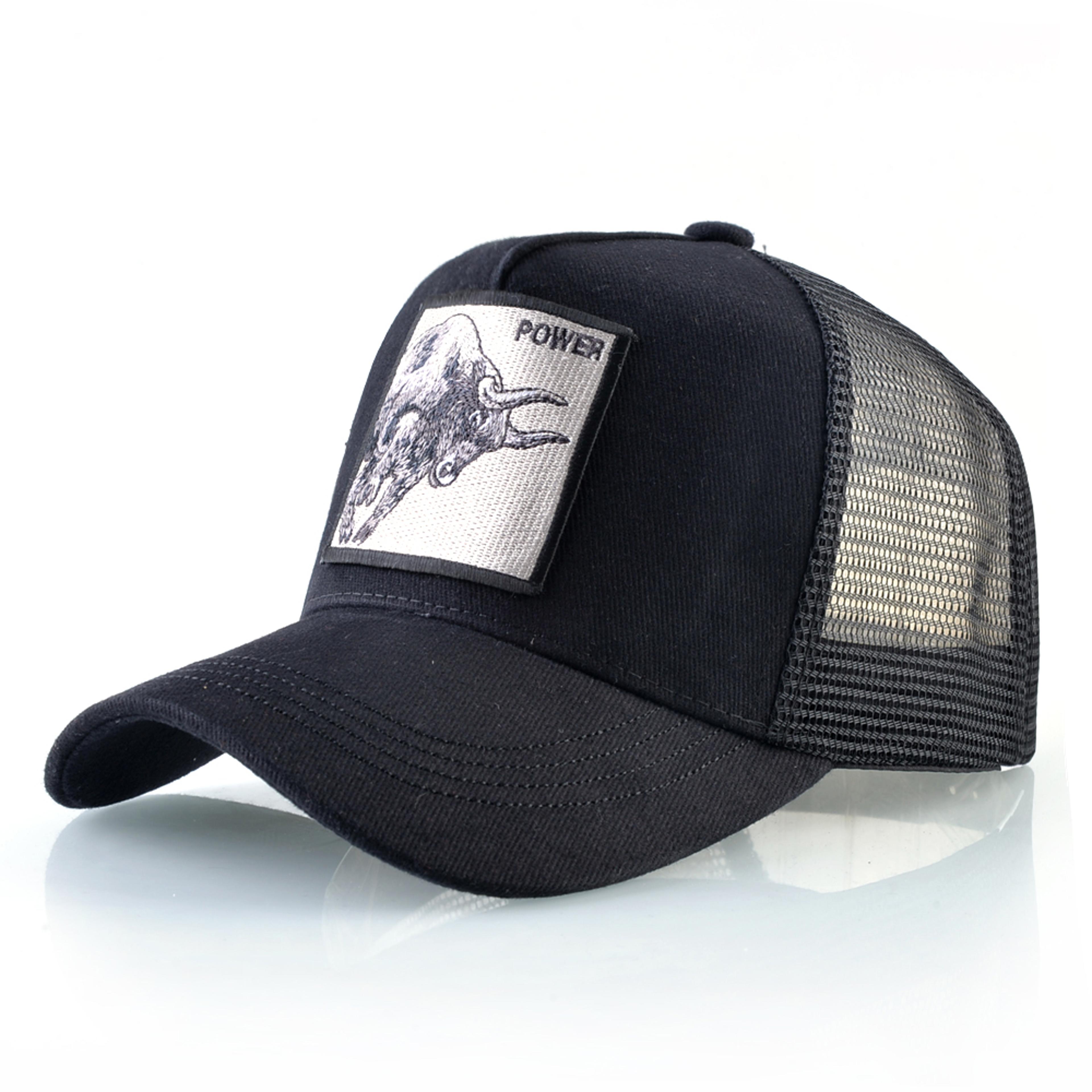 bull patch breathable mesh trucker hat adjustable snapback baseball cap