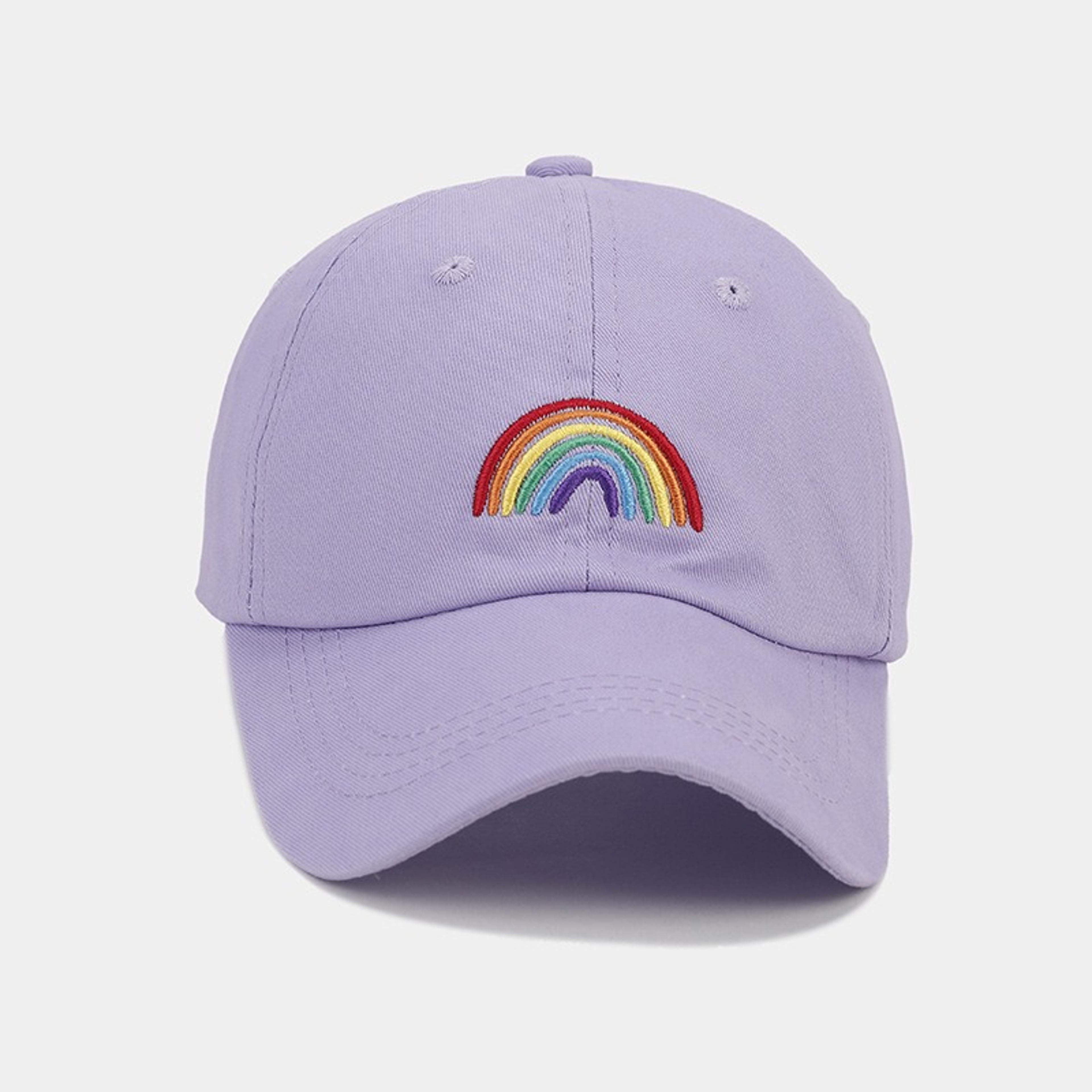 rainbow embroidered baseball cap adjustable unisex sun protection travel hat
