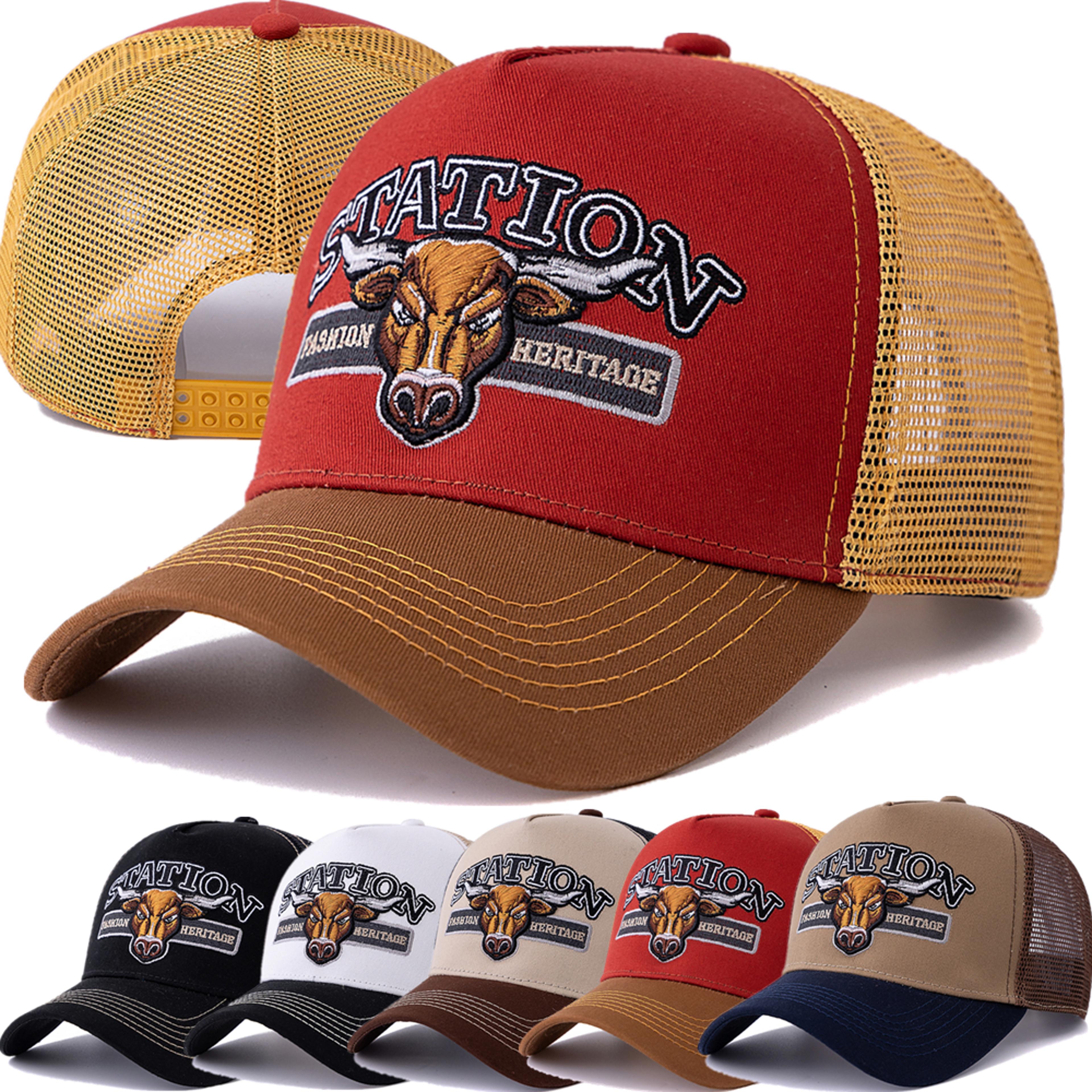 bull head breathable mesh trucker hat adjustable unisex snapback cap