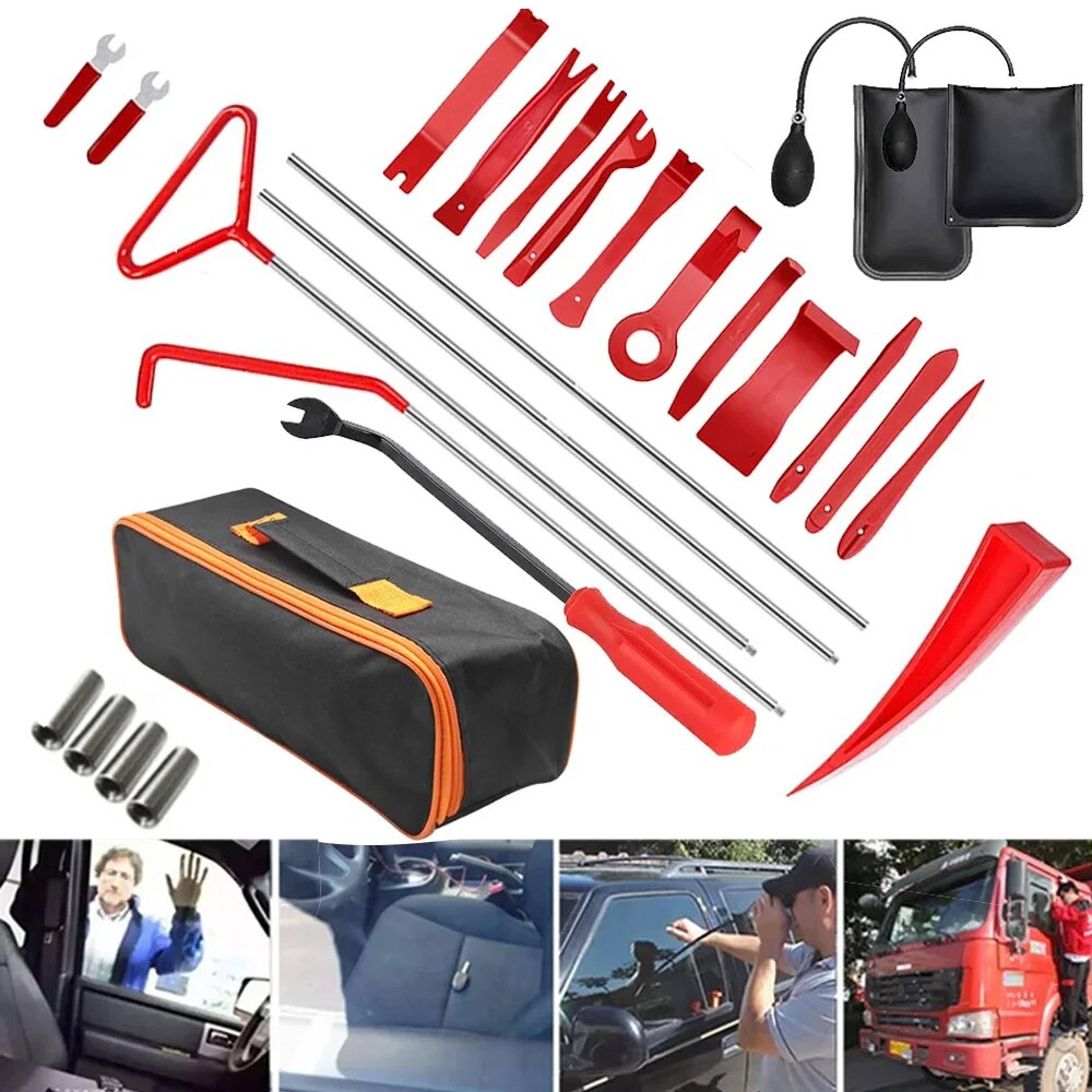 car door air wedge pump kit with long reach grabber and non marring tools