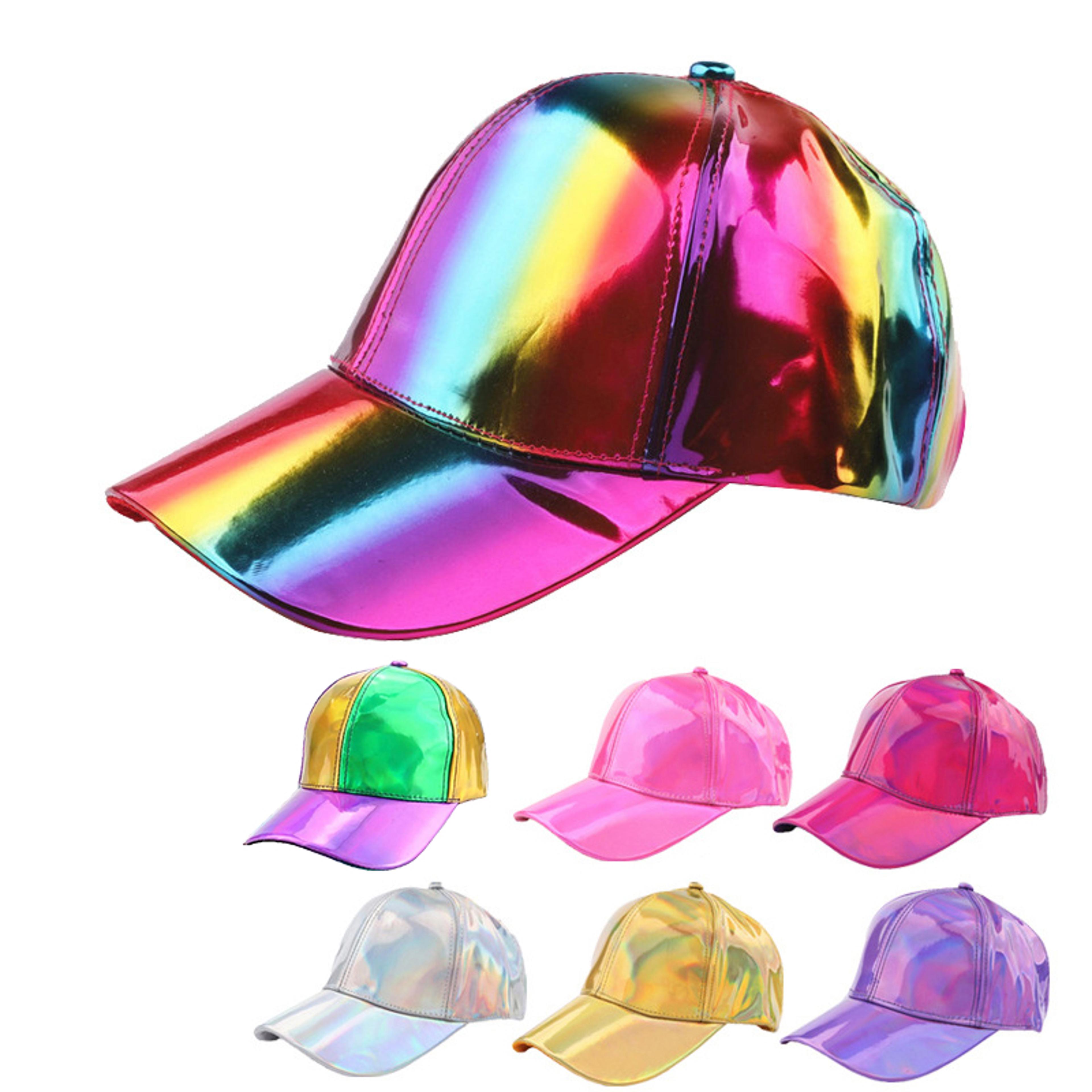 holographic rainbow color changing baseball cap adjustable laser snapback party hat