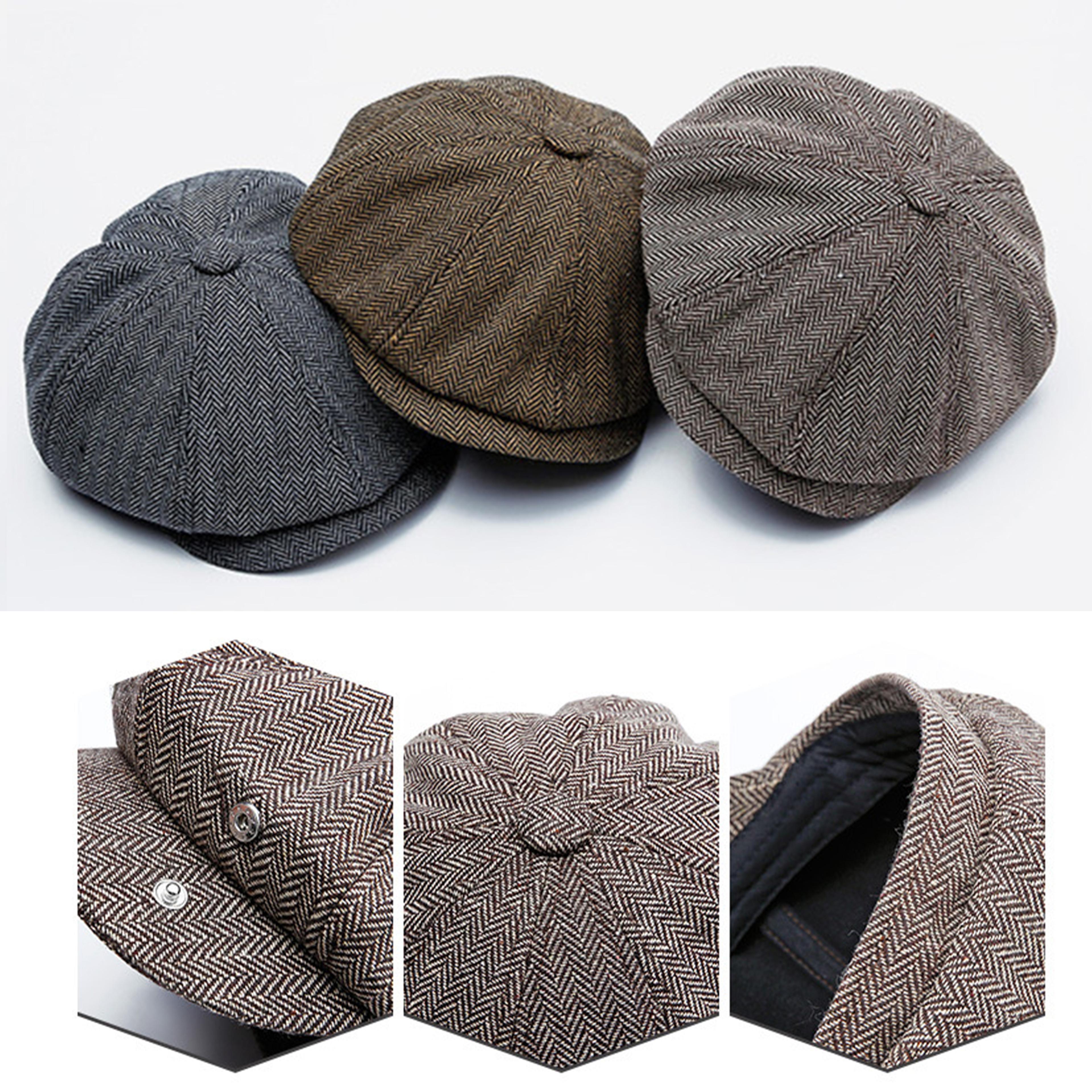 vintage newsboy cap unisex wool octagonal flat cap for warm retro british style