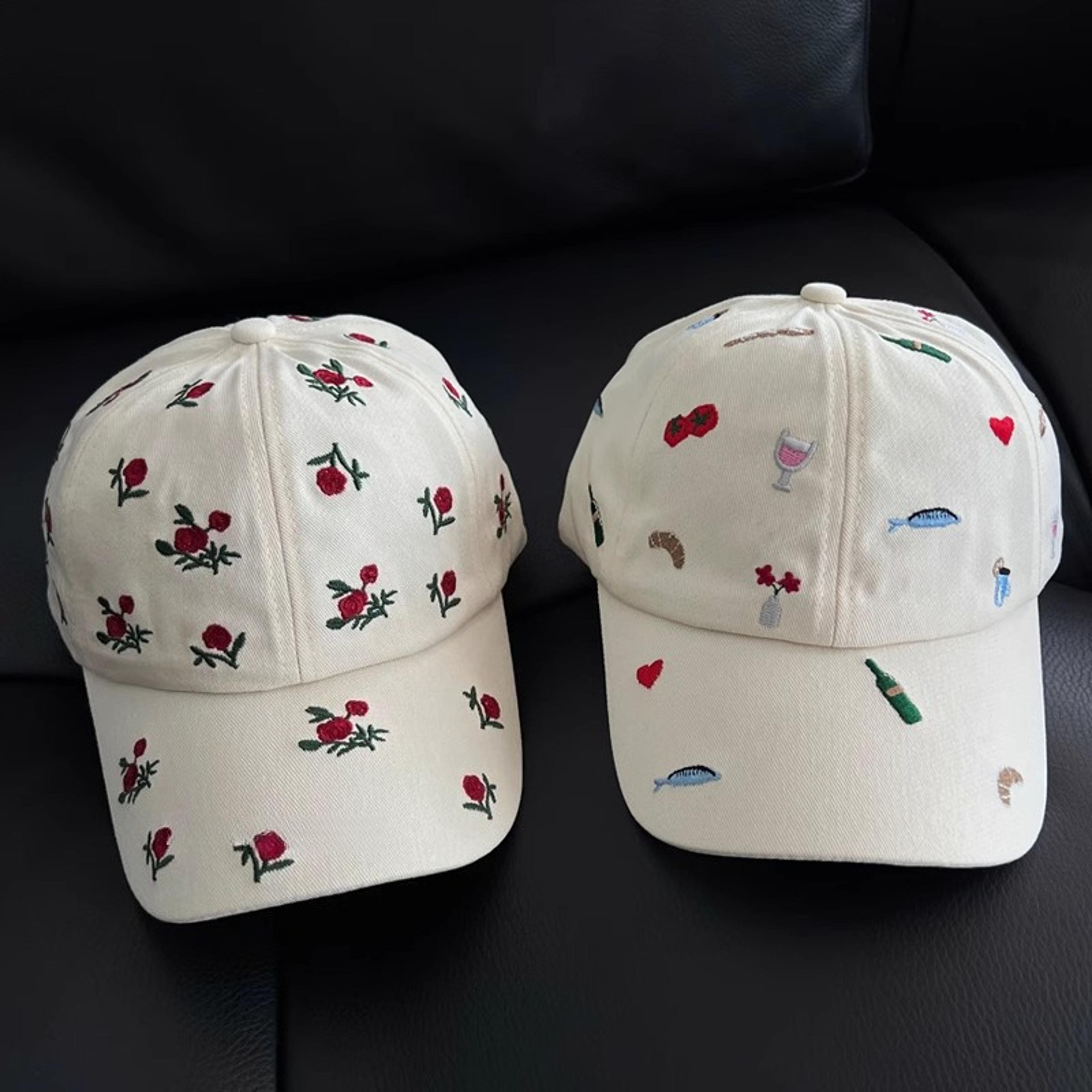 rose embroidered baseball cap adjustable unisex summer sun hat