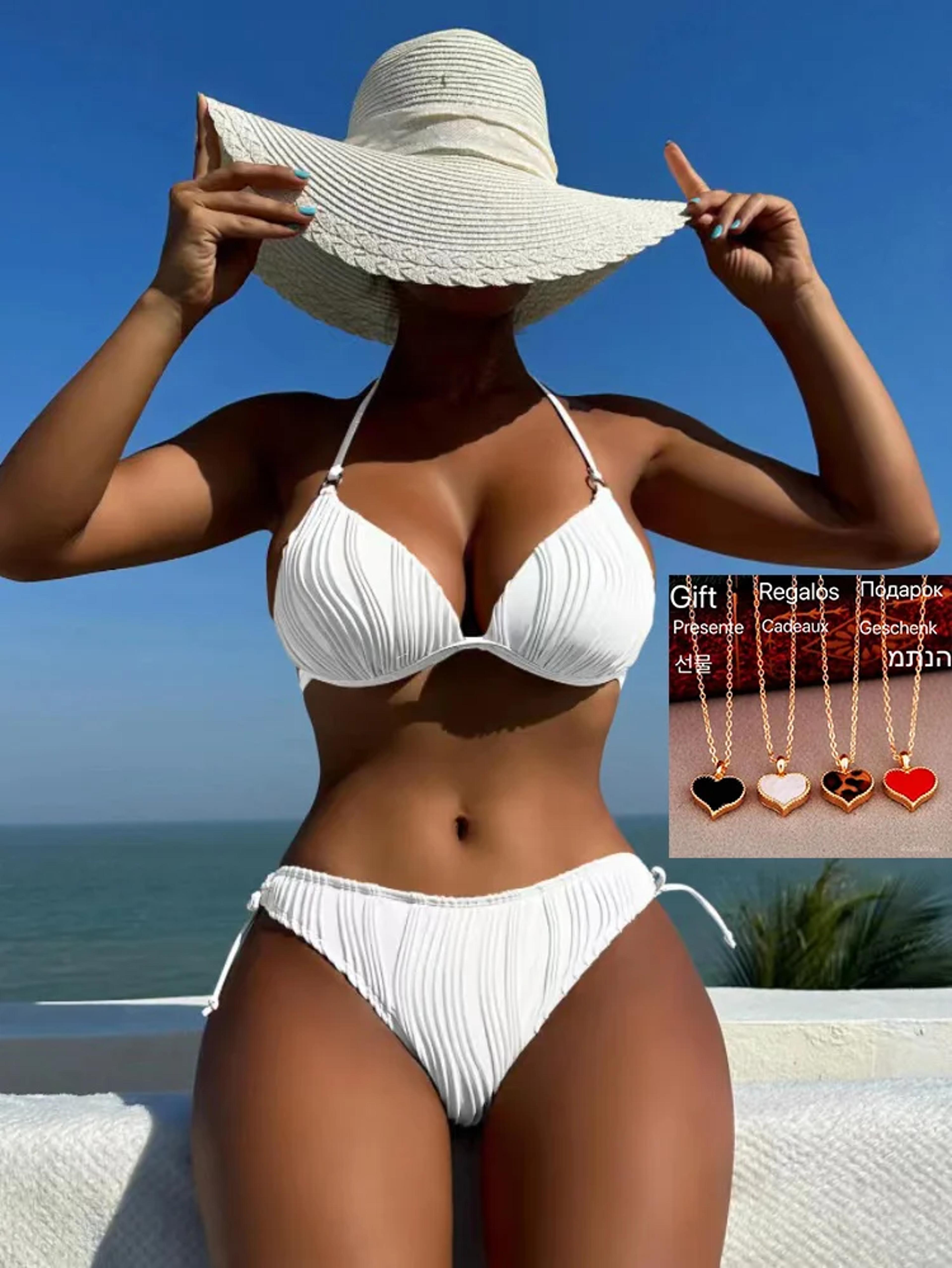 lace up micro bikini set padded backless tie side thong swimwear