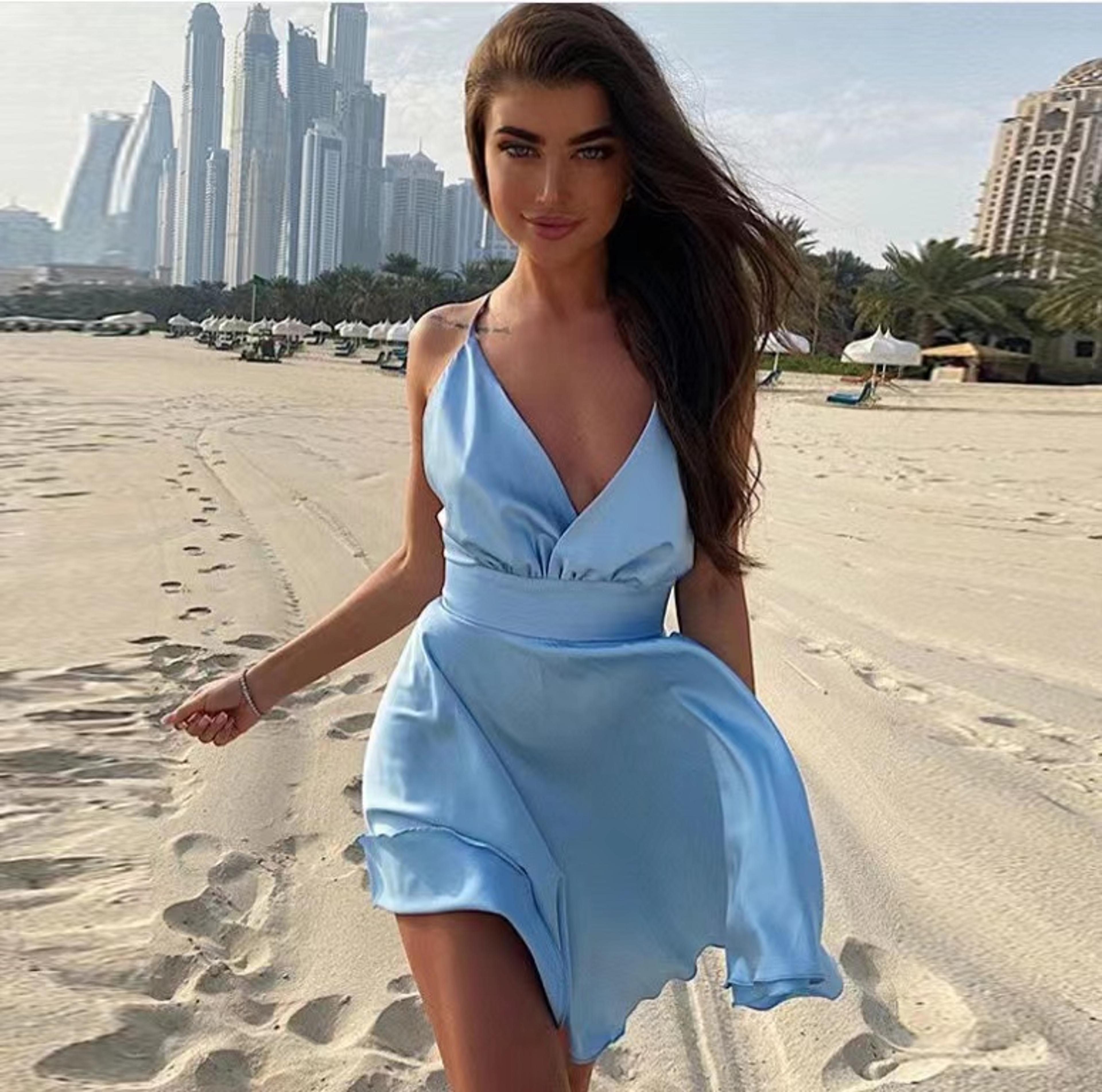 satin backless mini dress v neck bodycon party dress for women