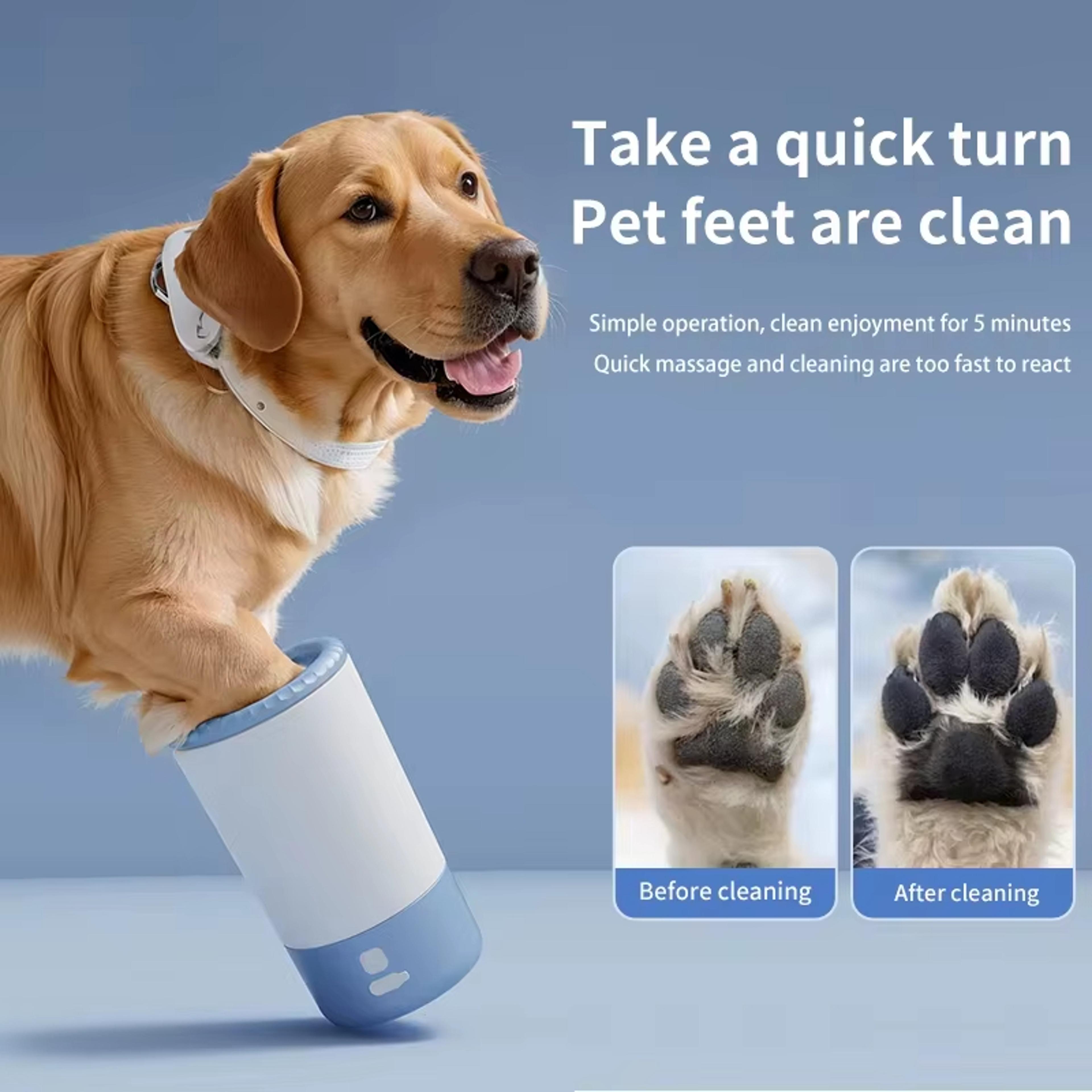 automatic electric dog paw cleaner with soft silicone brush and low noise cleaning