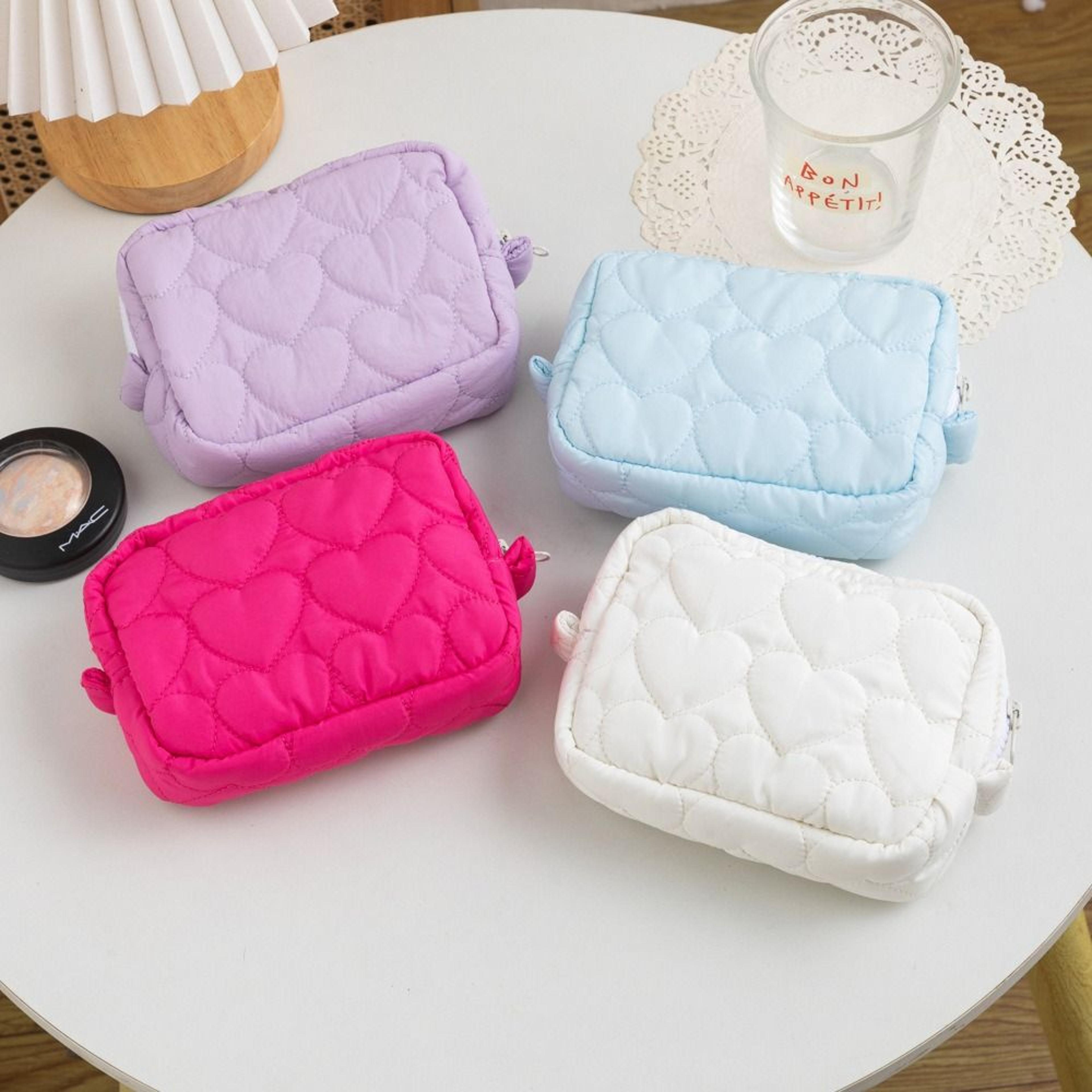 heart design mini cosmetic pouch large capacity travel makeup organizer for women