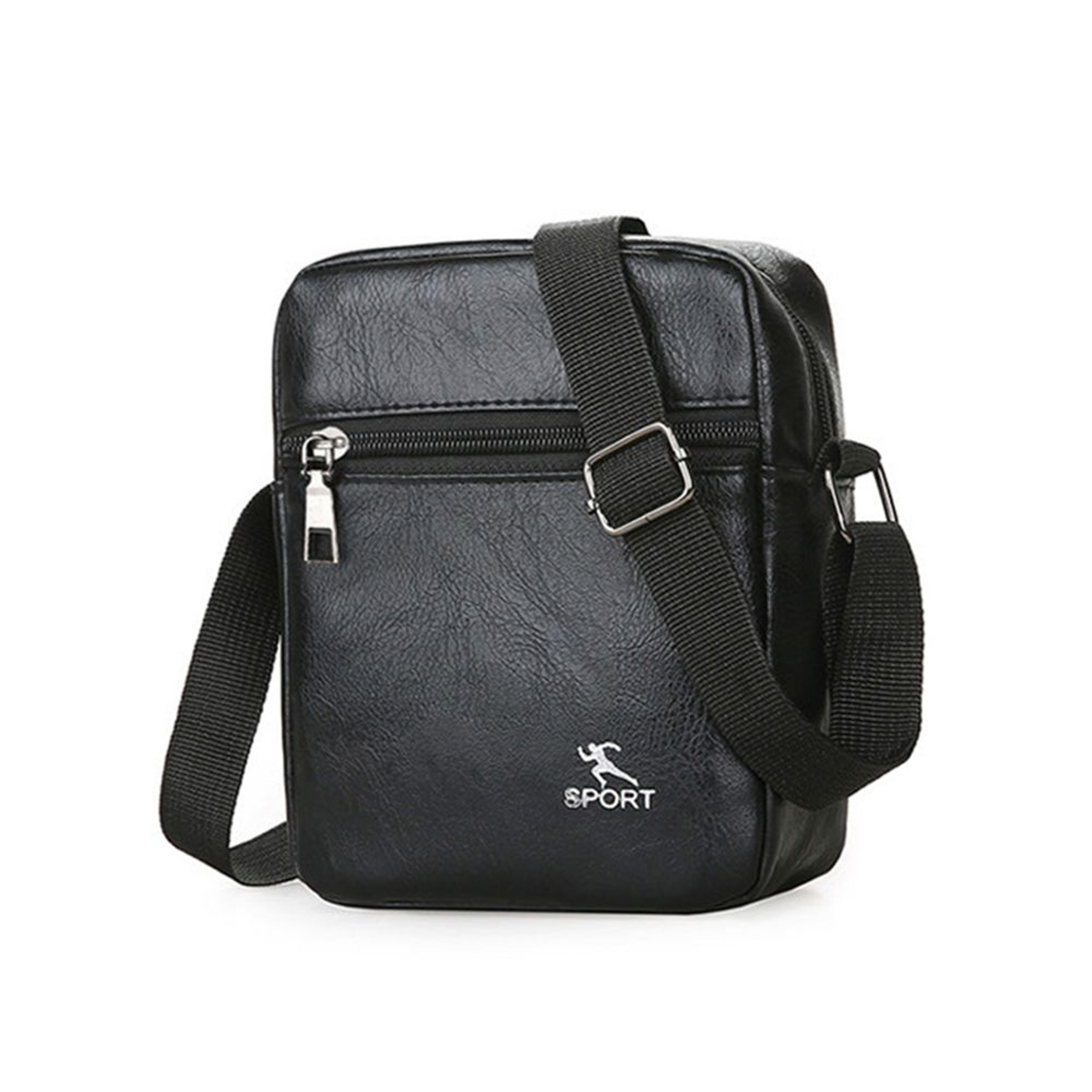 mens pu leather crossbody messenger bag for work travel and everyday carry