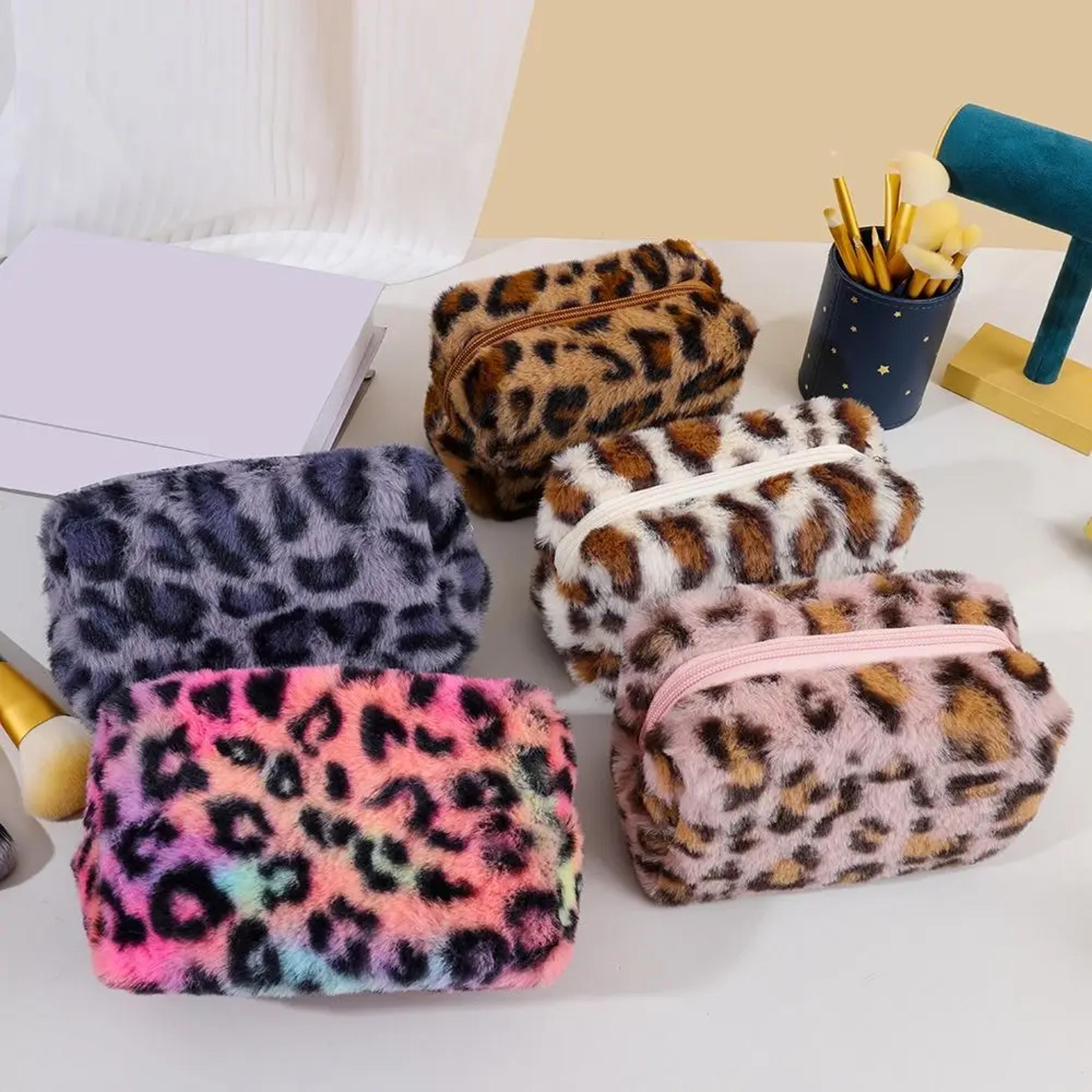 leopard print makeup bag large capacity travel cosmetic organizer zipper toiletry pouch
