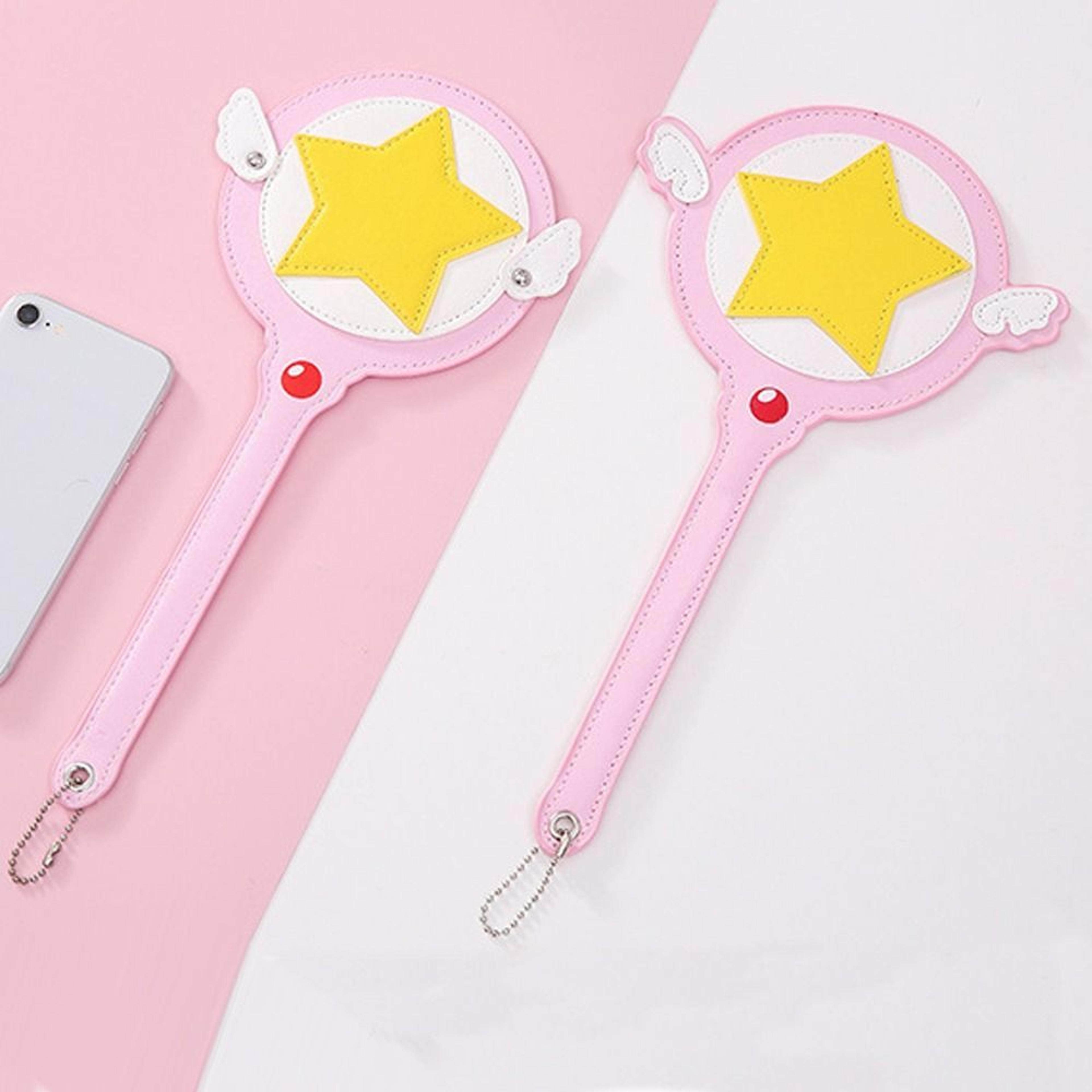 cute anime magic wand card holder with wings for bus pass id cards and cosplay