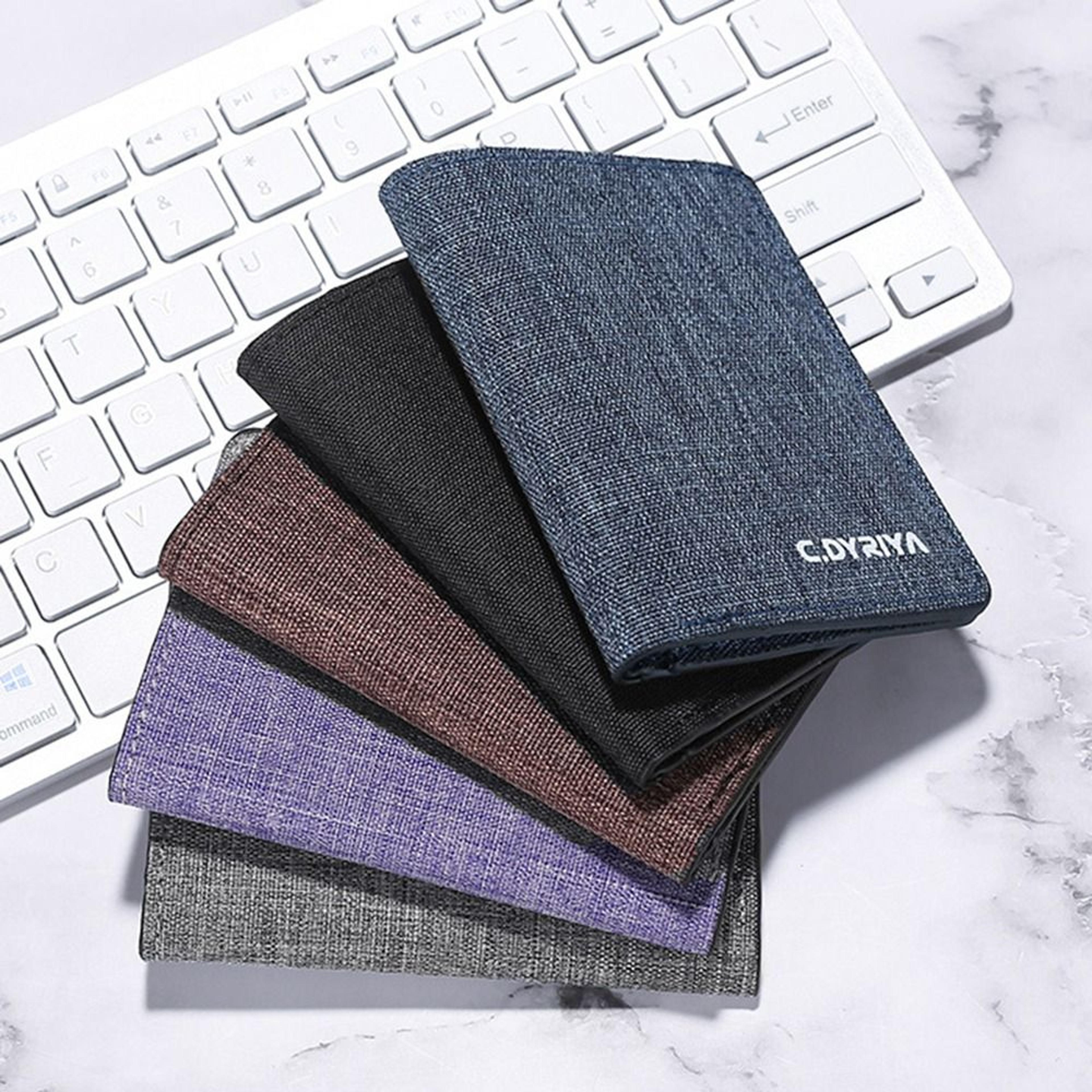 compact canvas wallet with zipper coin pocket and multi pocket card holder