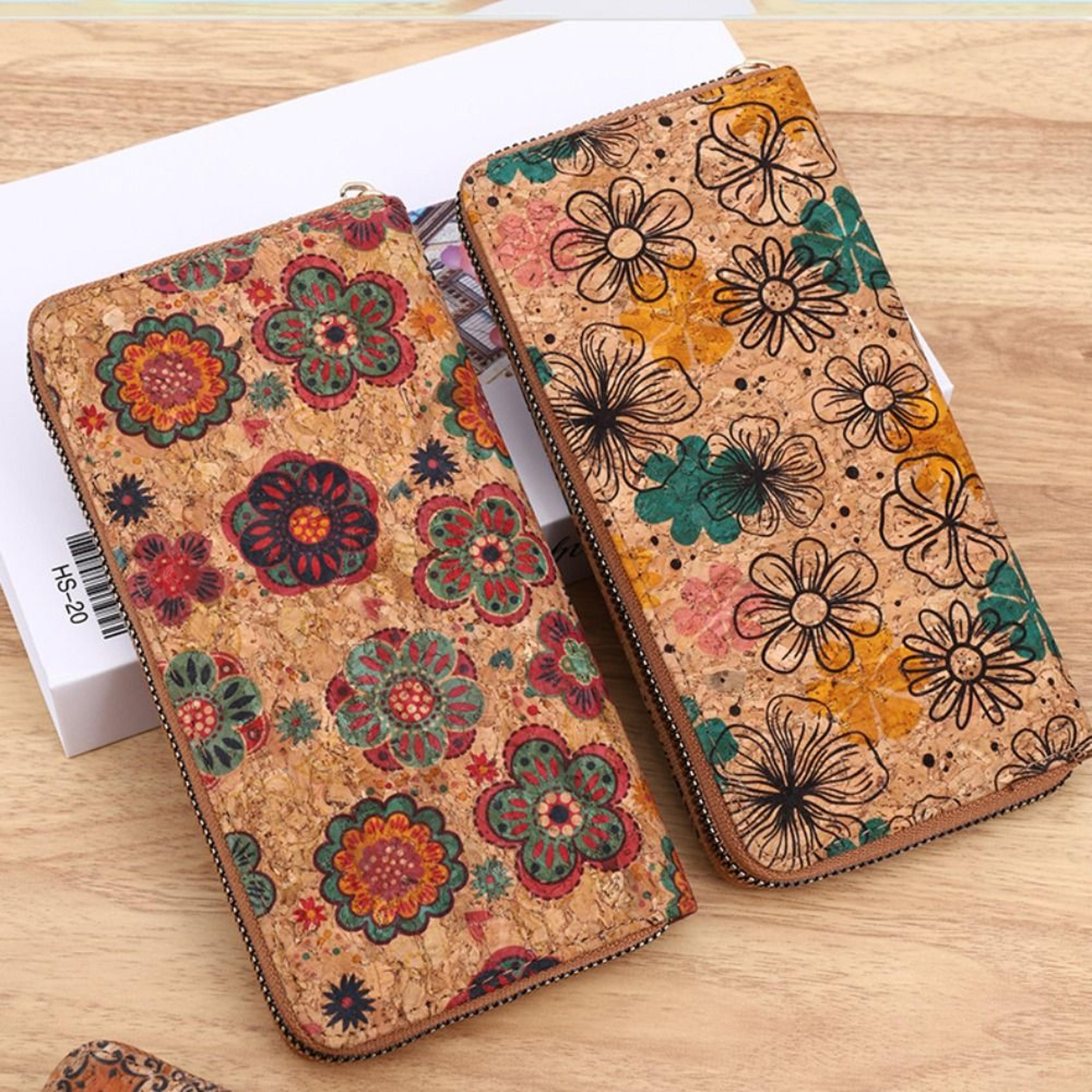 bohemian womens wallet retro wood grain card holder coin purse