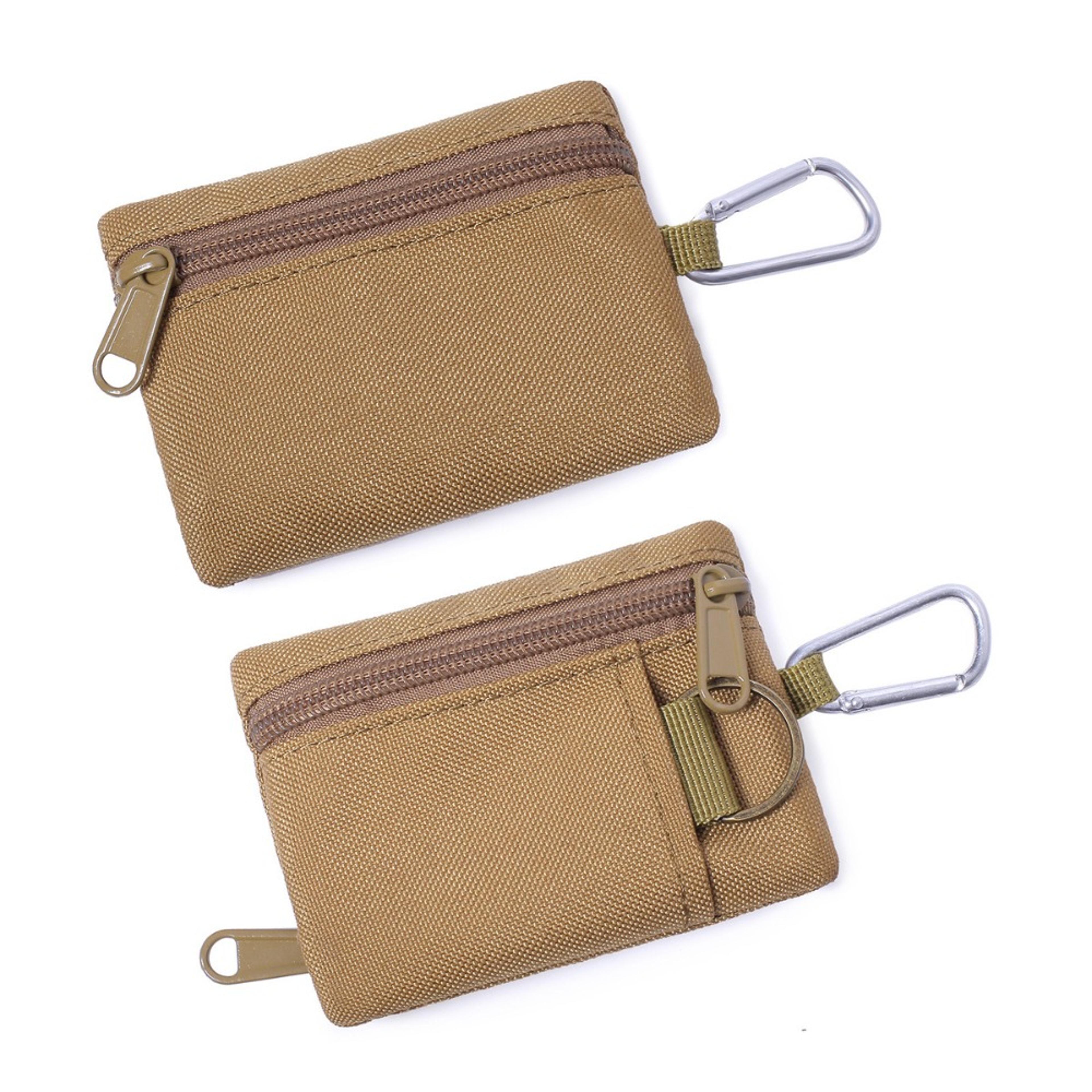 compact edc molle pouch wallet with carabiner key card and coin organizer