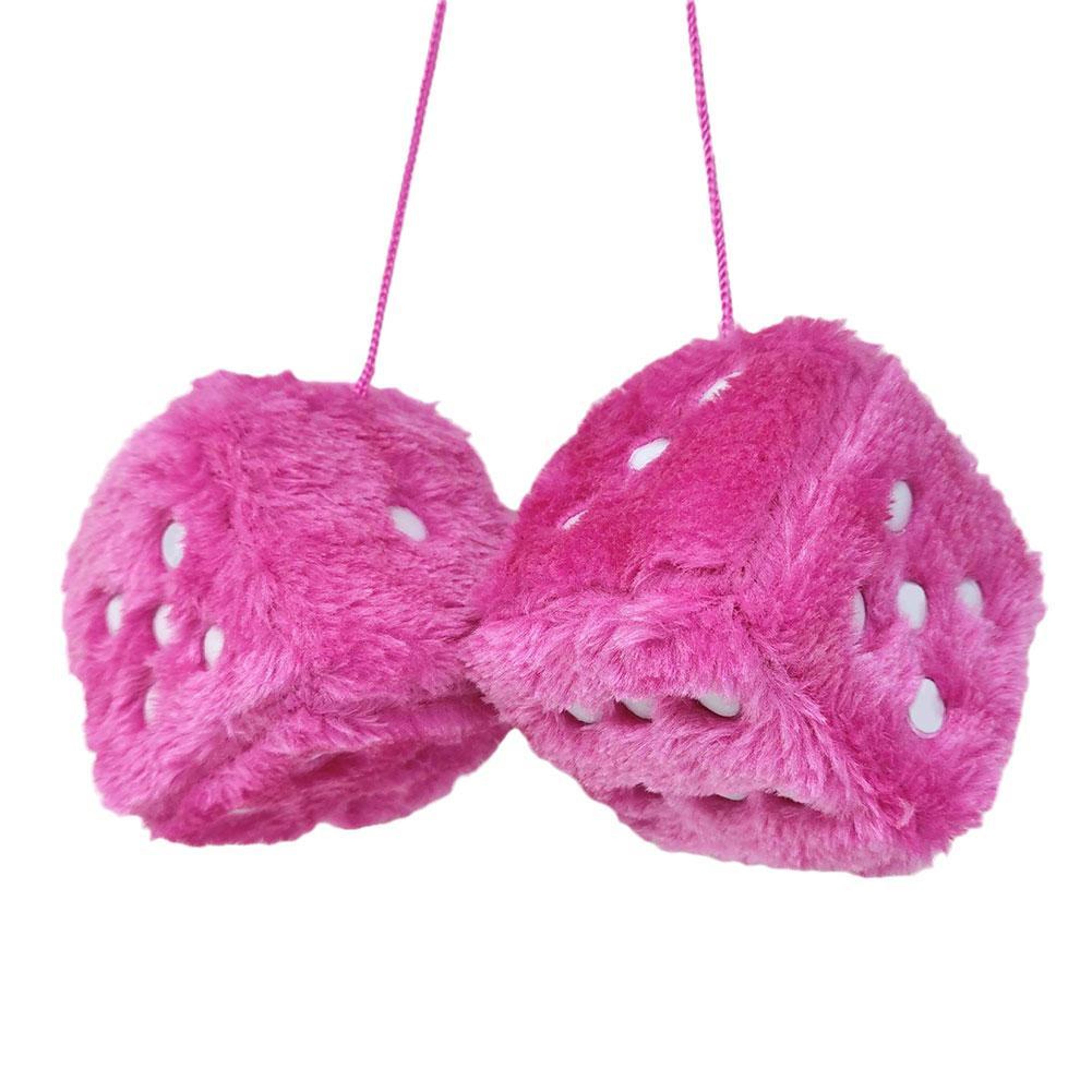 long hair fuzzy dice car ornament plush rearview mirror decor