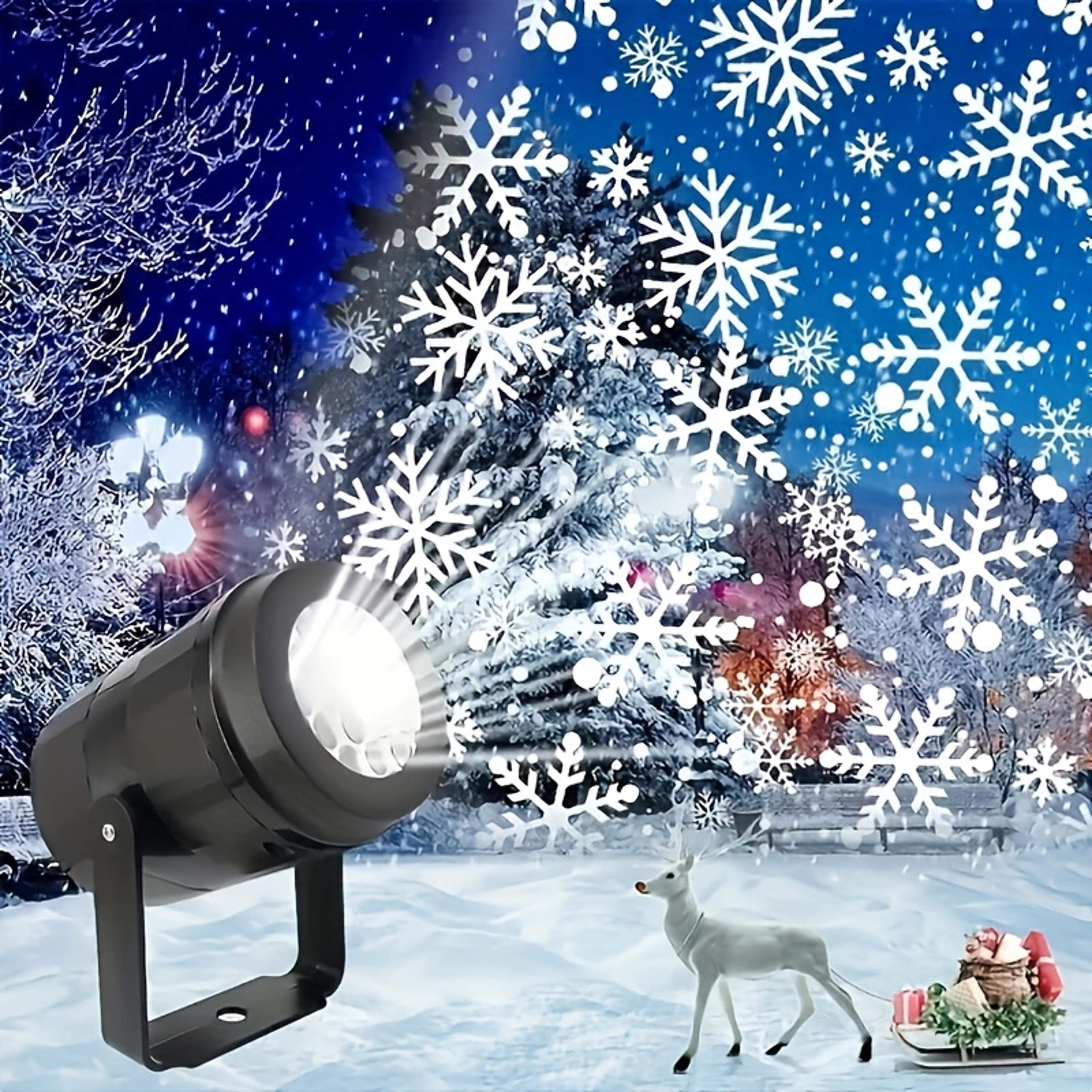 usb led snowflake projector light with rotating winter snow effect