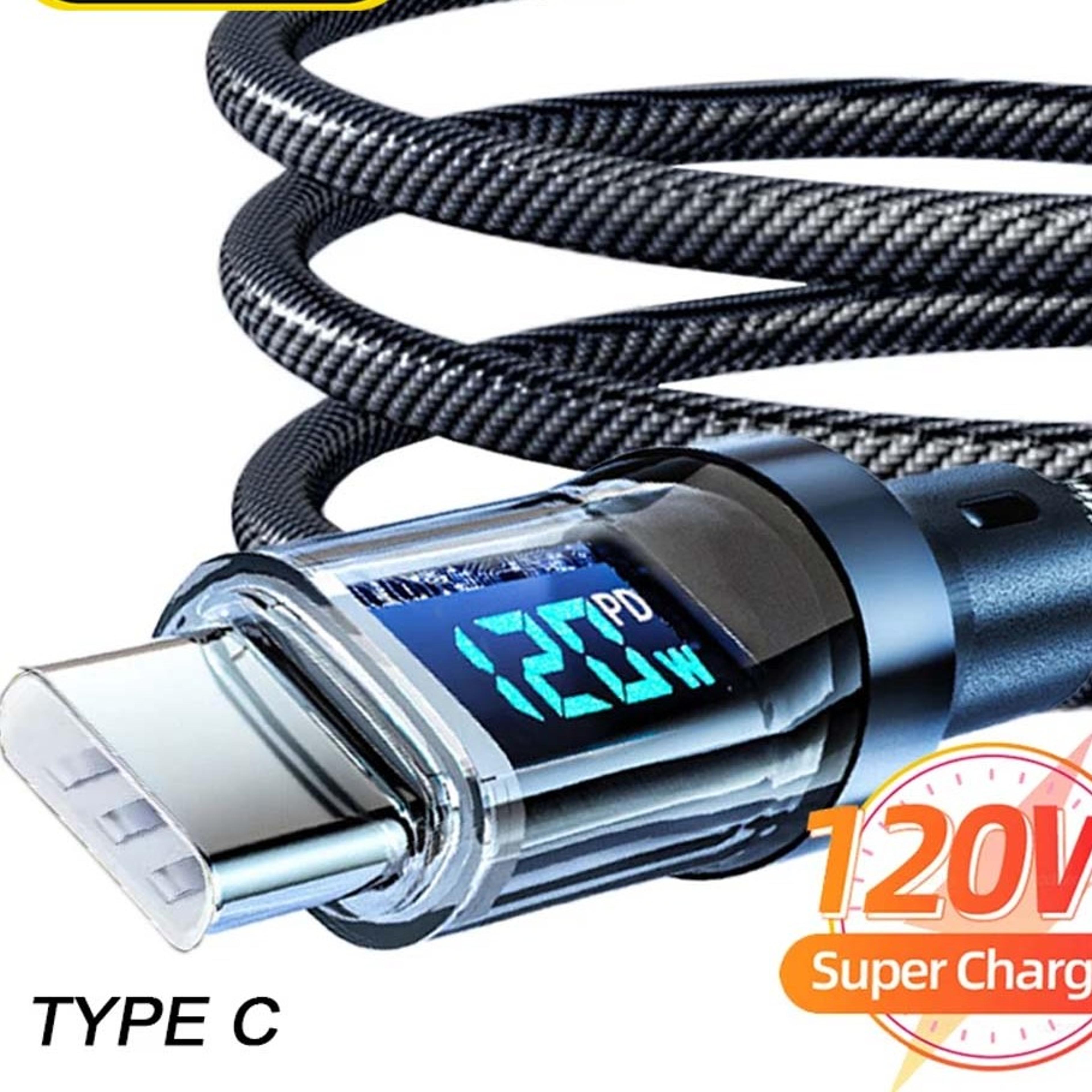 usb c fast charging cable with led display and usb a to usb c option