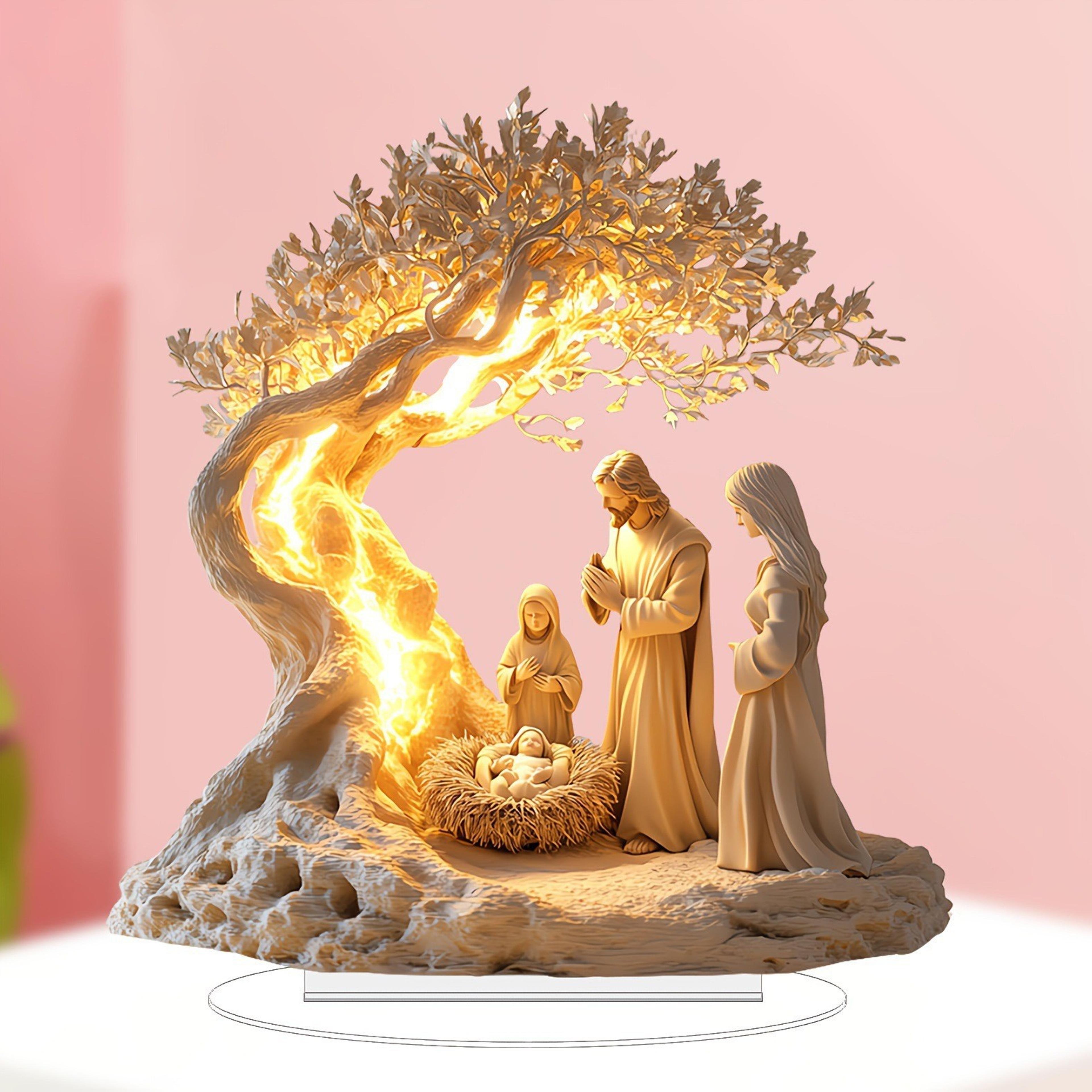 nativity scene desktop statue christian christmas home decor