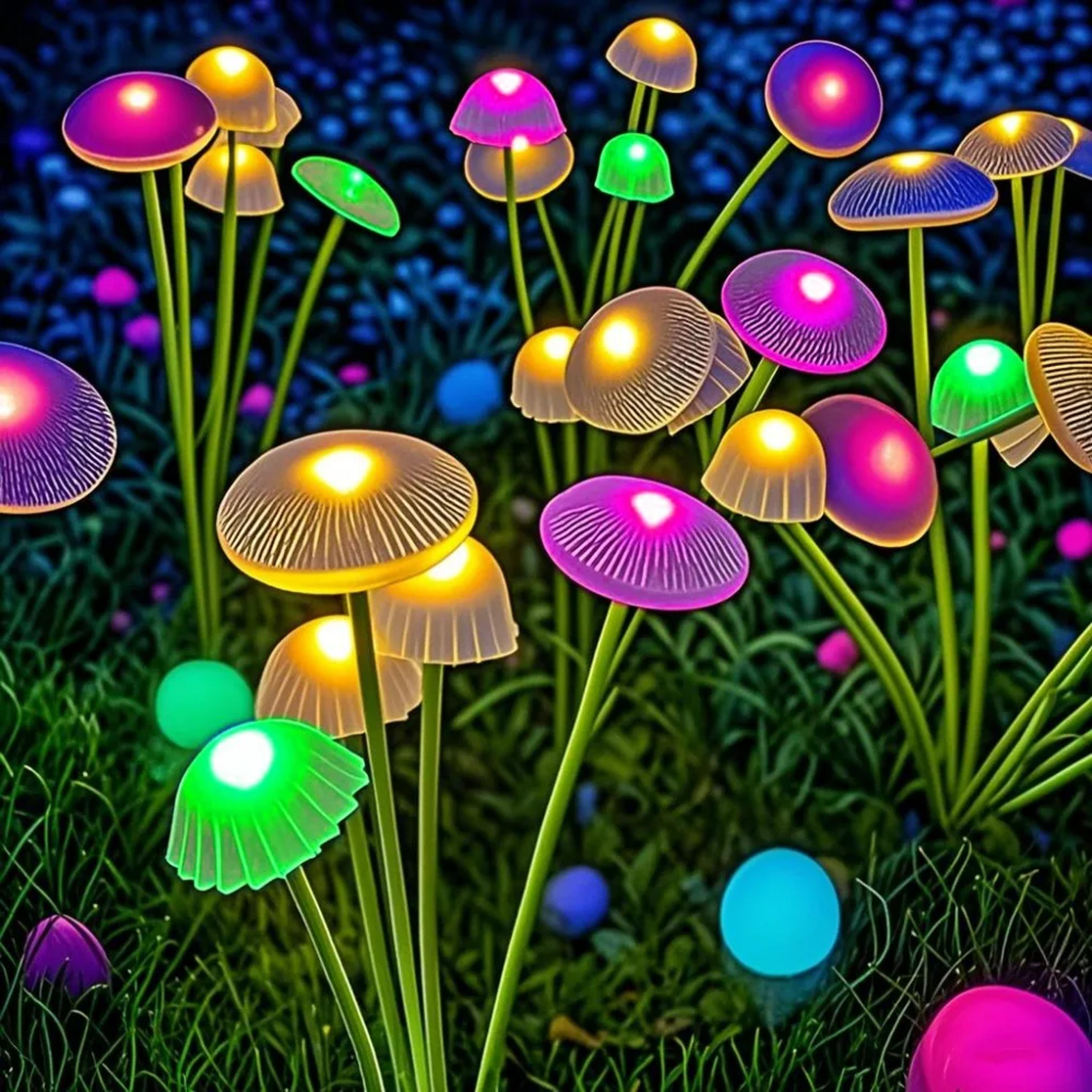 enchanting solar mushroom garden lights waterproof led pathway decor