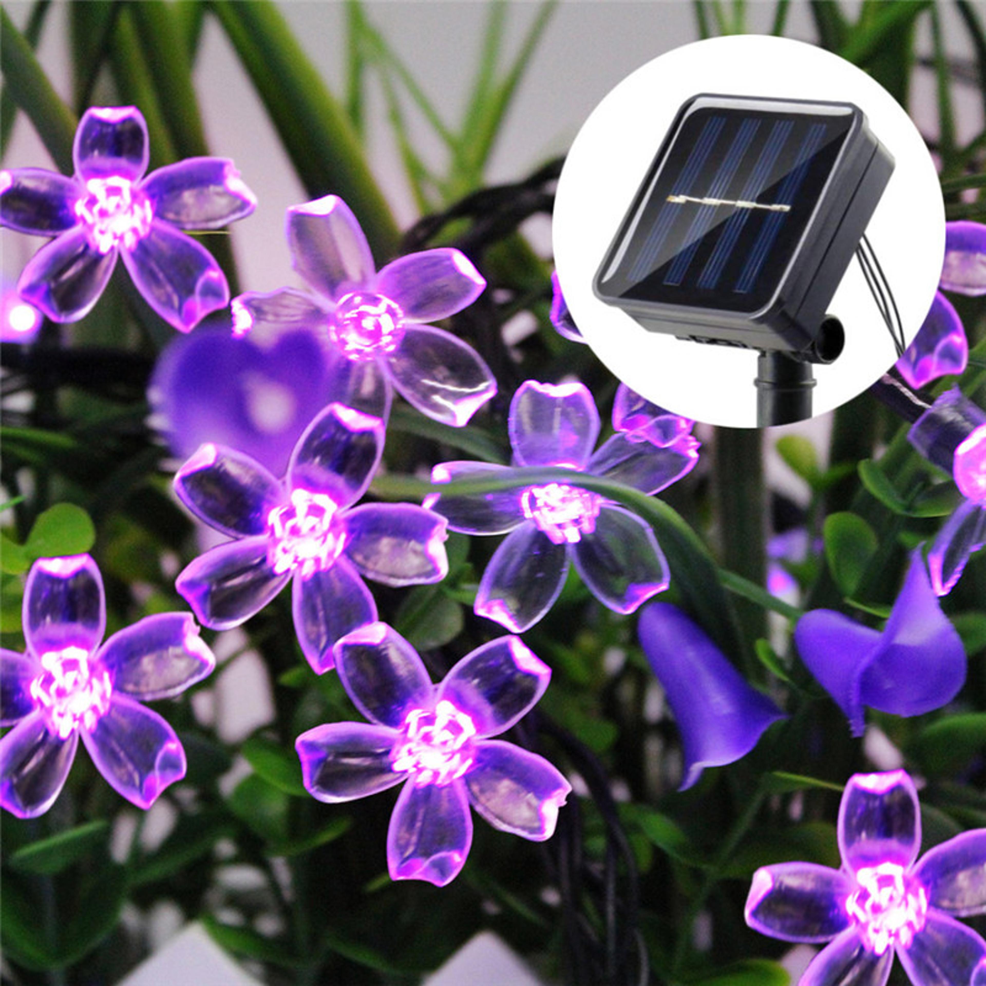 solar cherry blossom string lights for garden wedding and outdoor decor