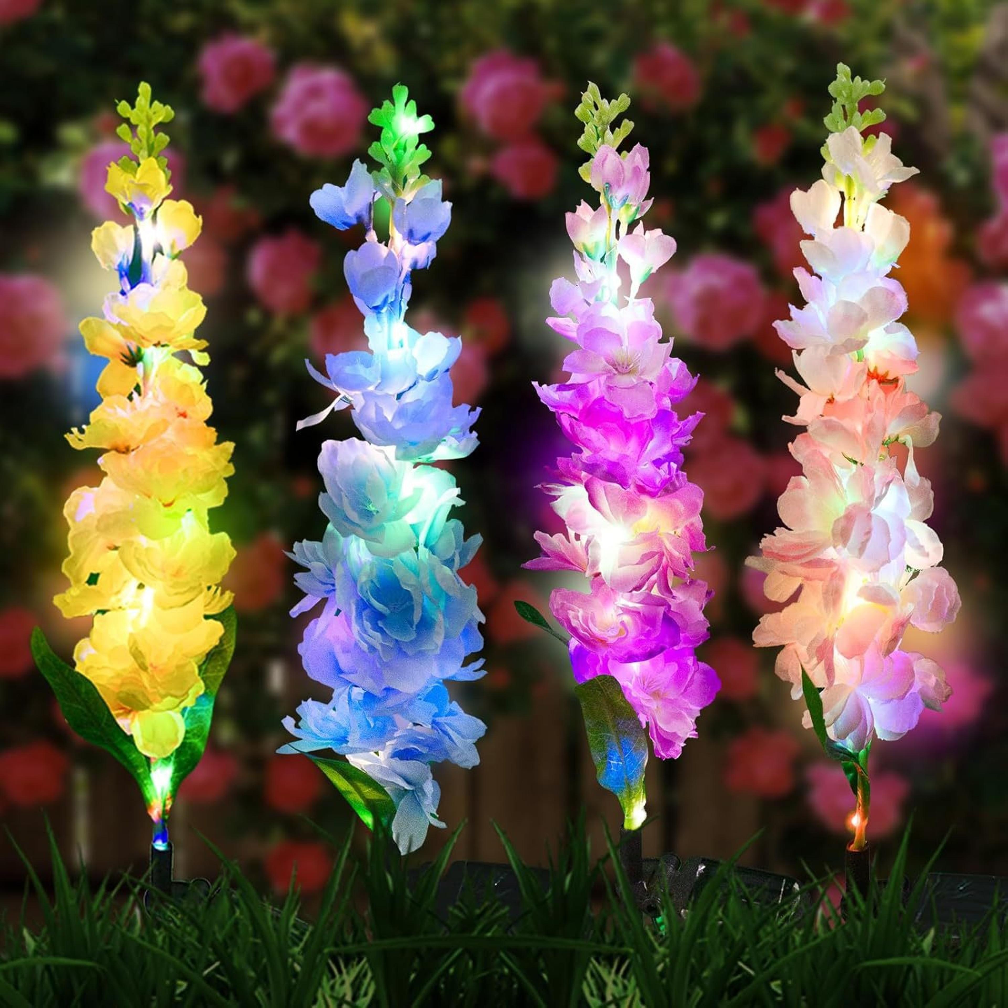 waterproof solar flower garden lights for yard patio and lawn decor
