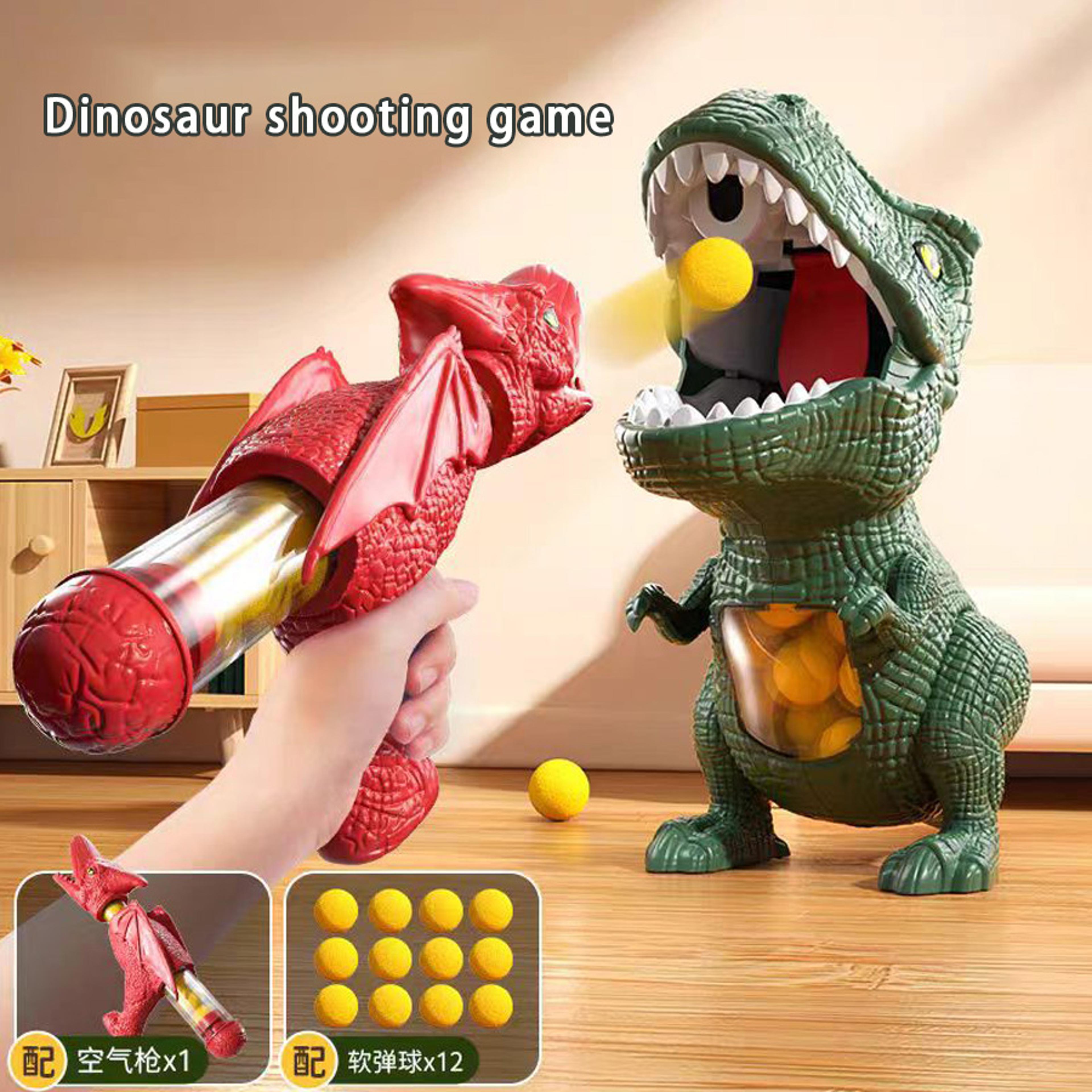 interactive t rex dinosaur shooting game with foam ball blaster for kids