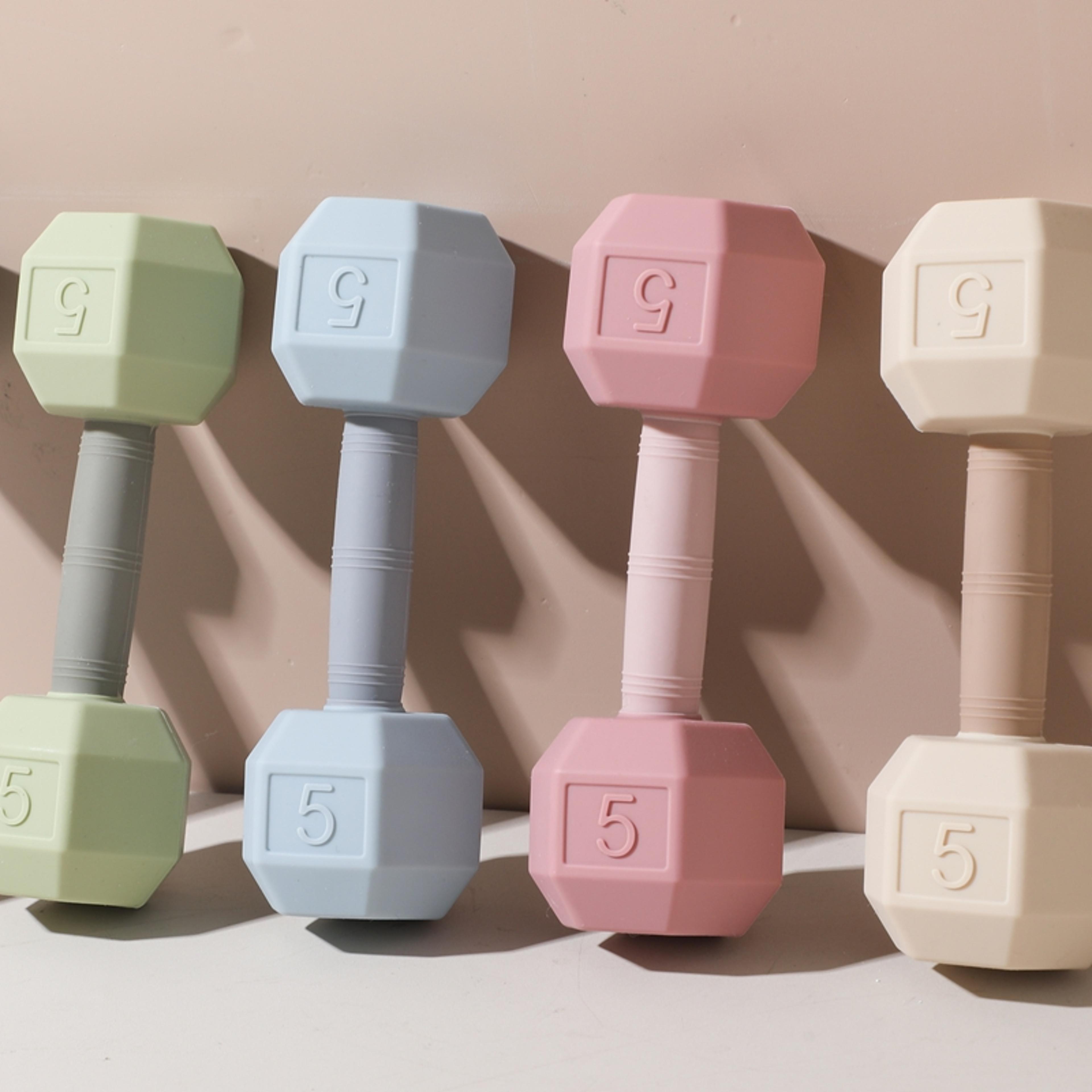 baby silicone teething rattle sensory dumbbell toy