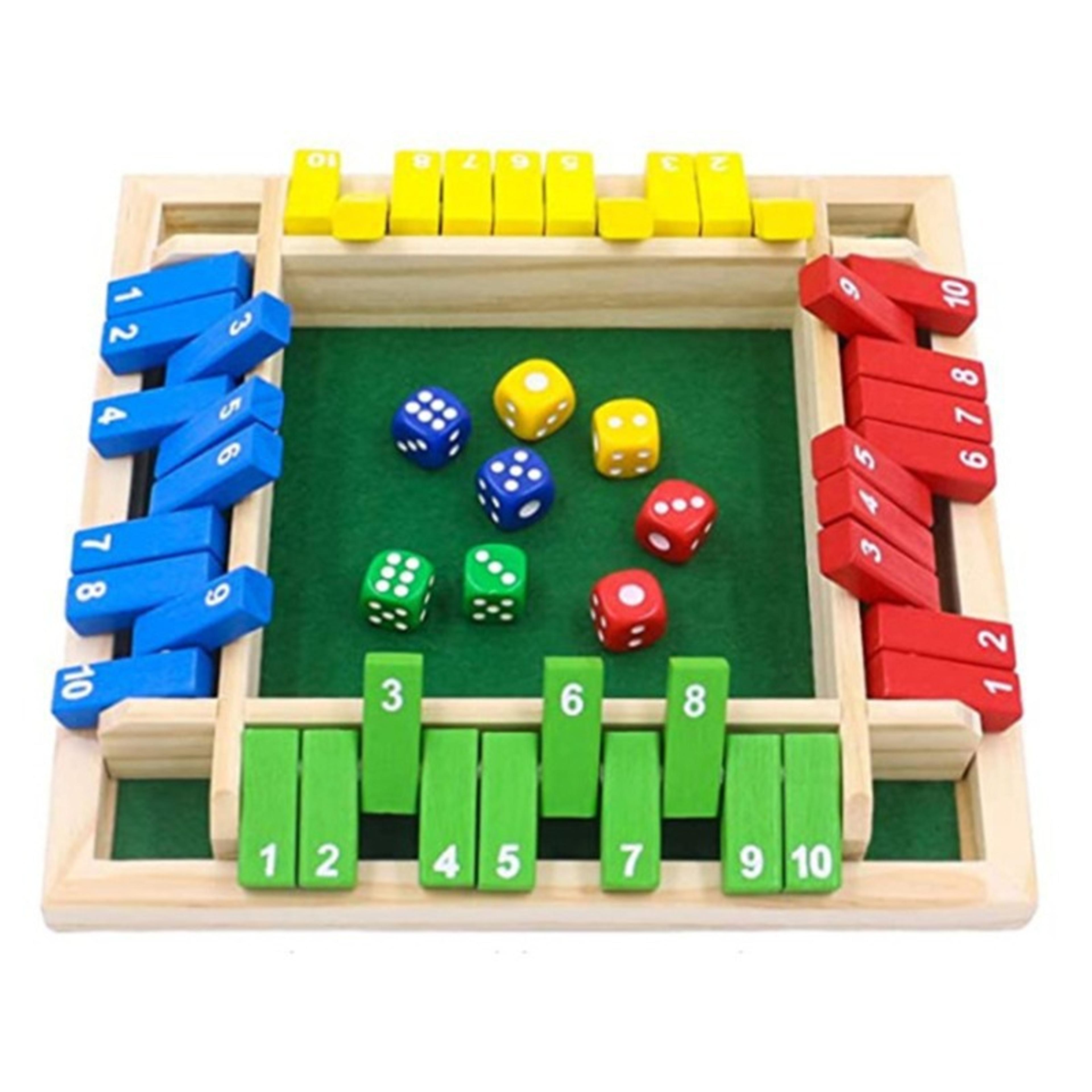 shut the box wooden dice game four player family board game for kids and adults