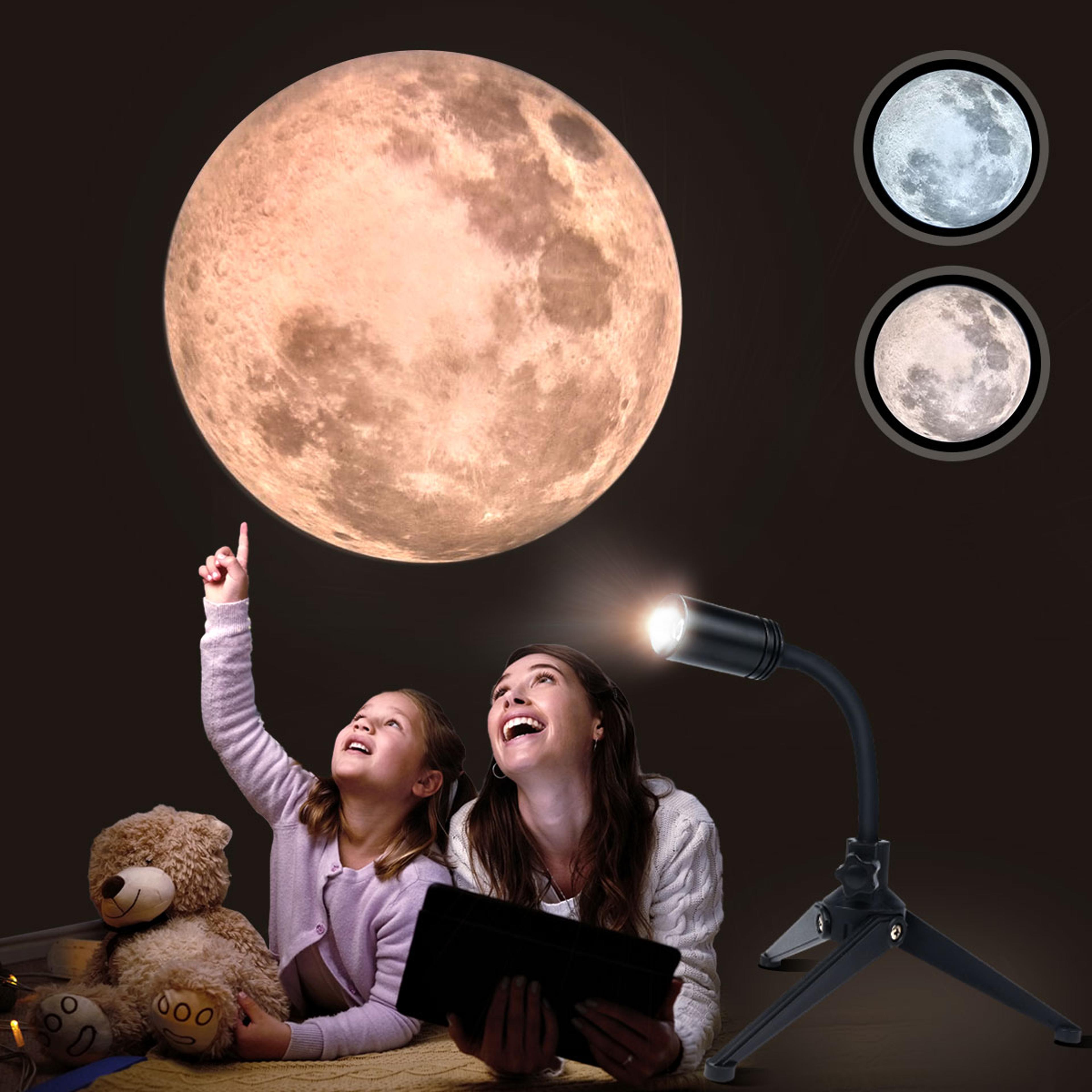 dimmable moon projector night light with three colors usb power and adjustable projection