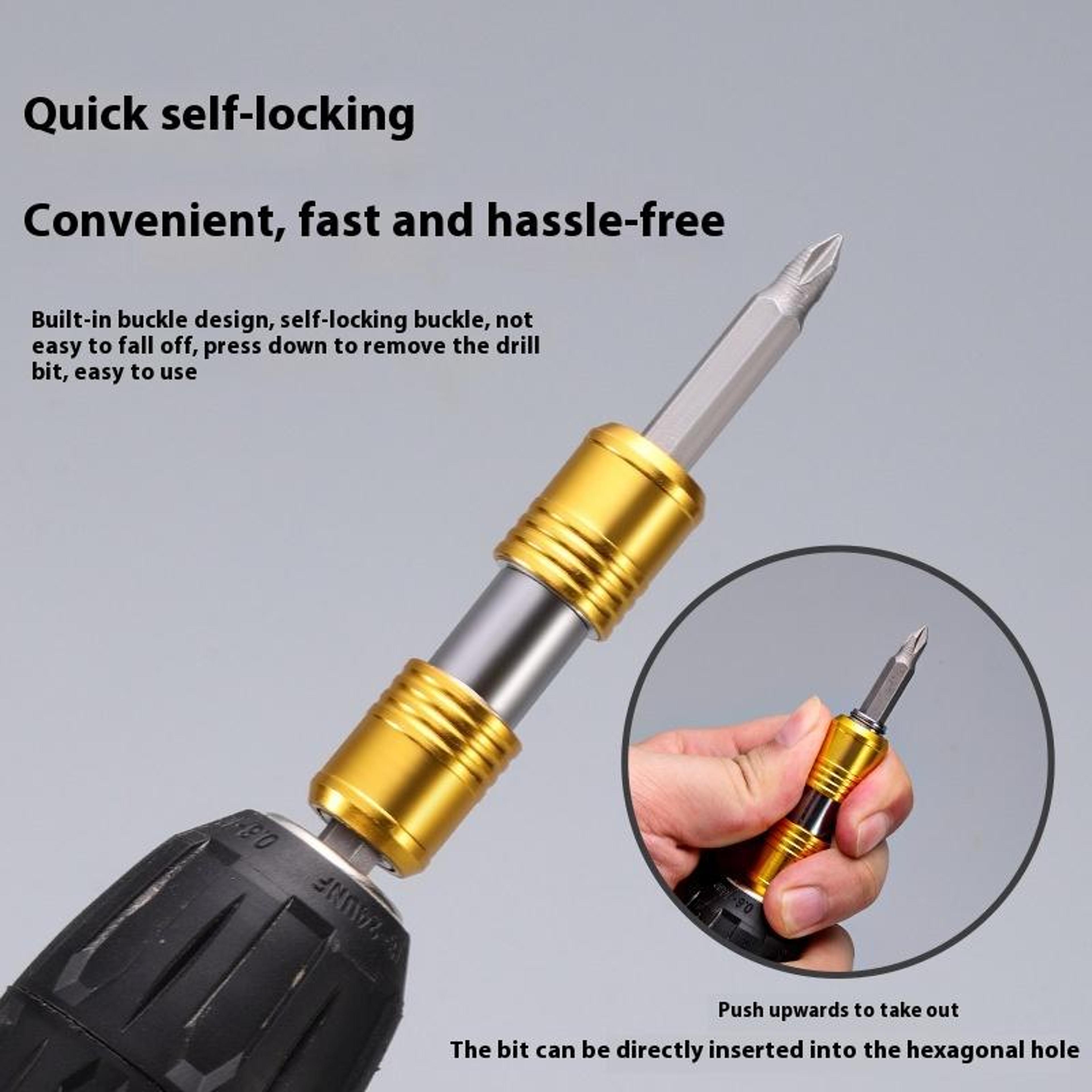 quick release screwdriver bit holder with double head hex extension rod
