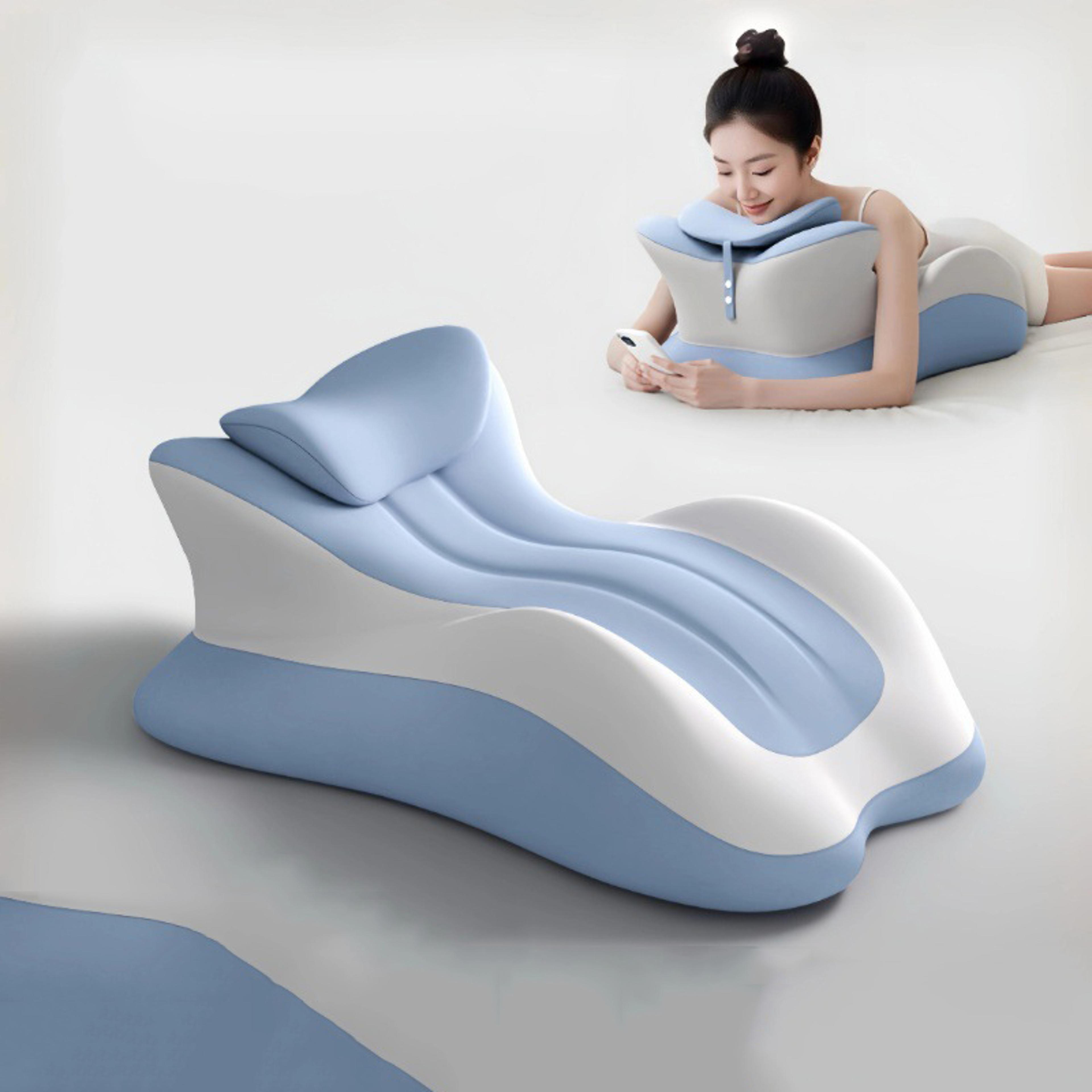memory foam couple pillow with arm tunnel ergonomic neck support for comfortable sleep