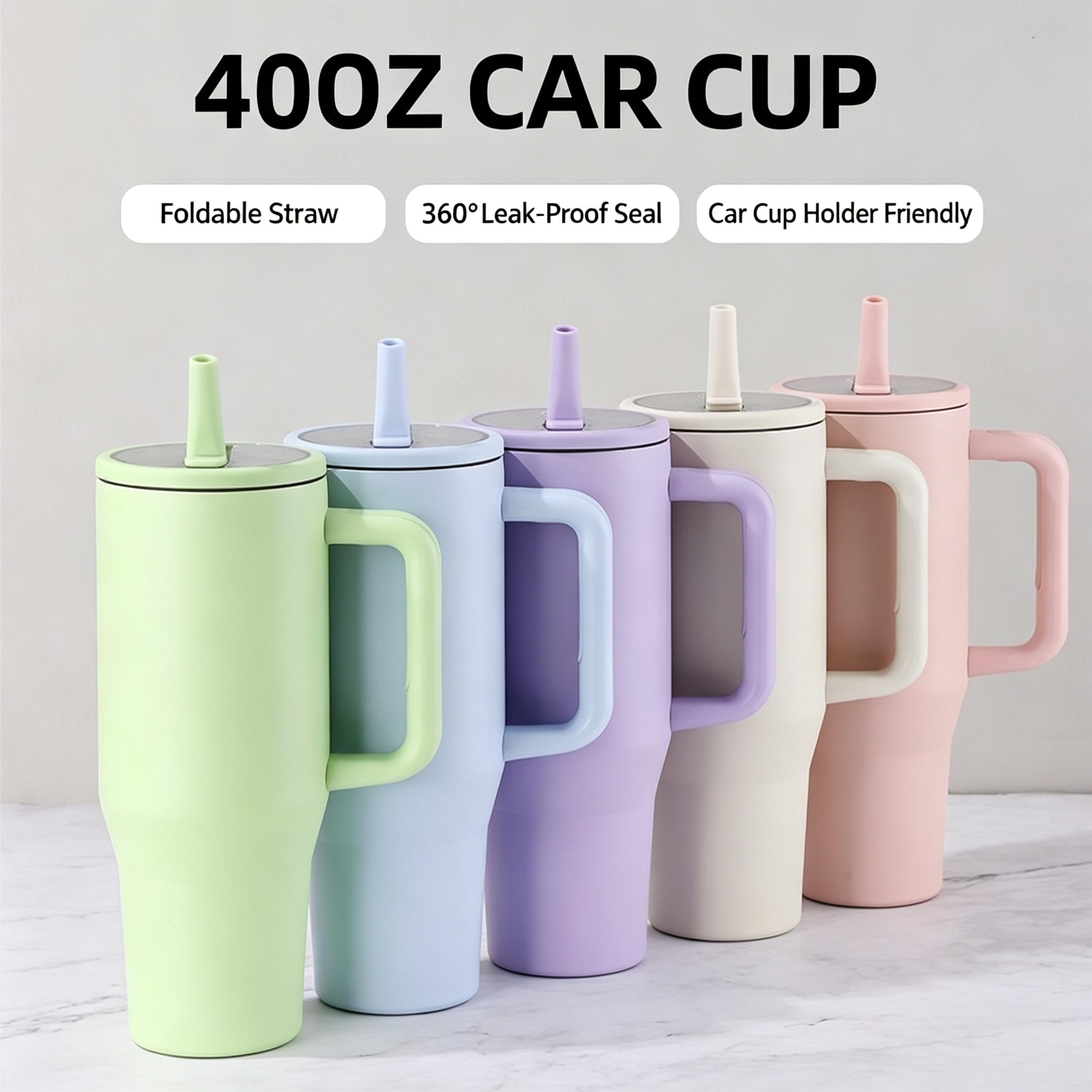 insulated tumbler leak proof travel cup with foldable straw