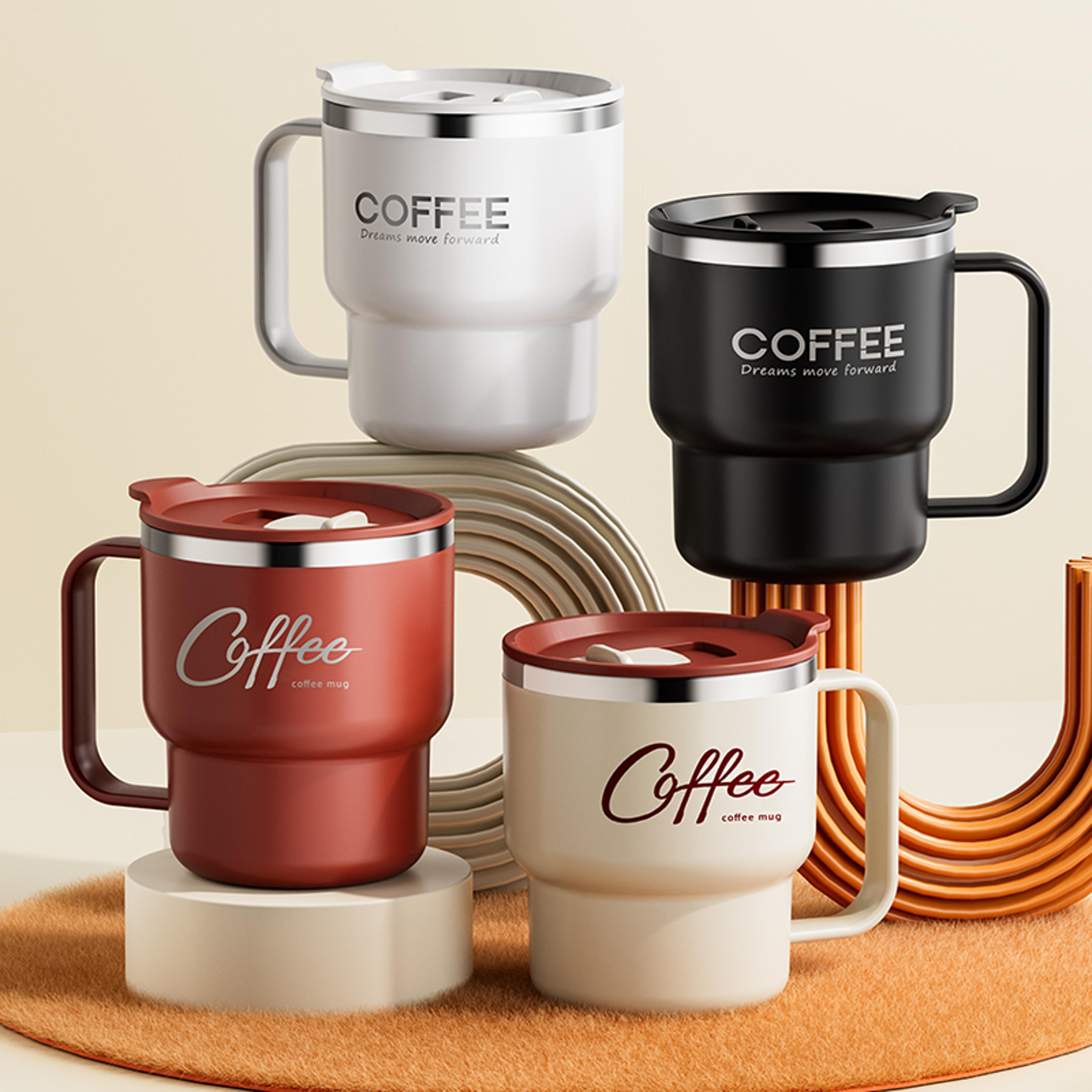insulated stainless steel coffee mug with handle leakproof portable double wall cup