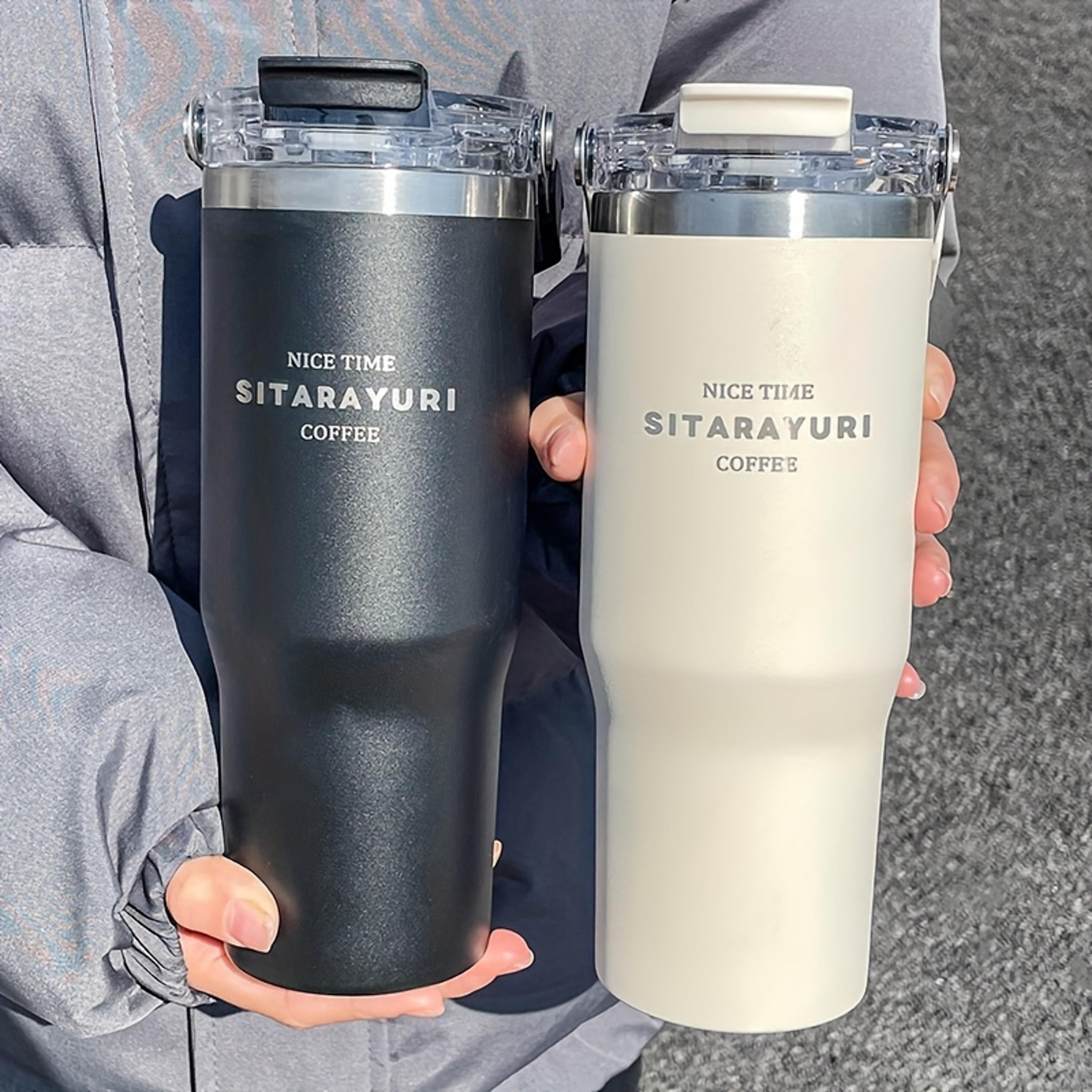 large capacity insulated tumbler with straw for coffee water and travel