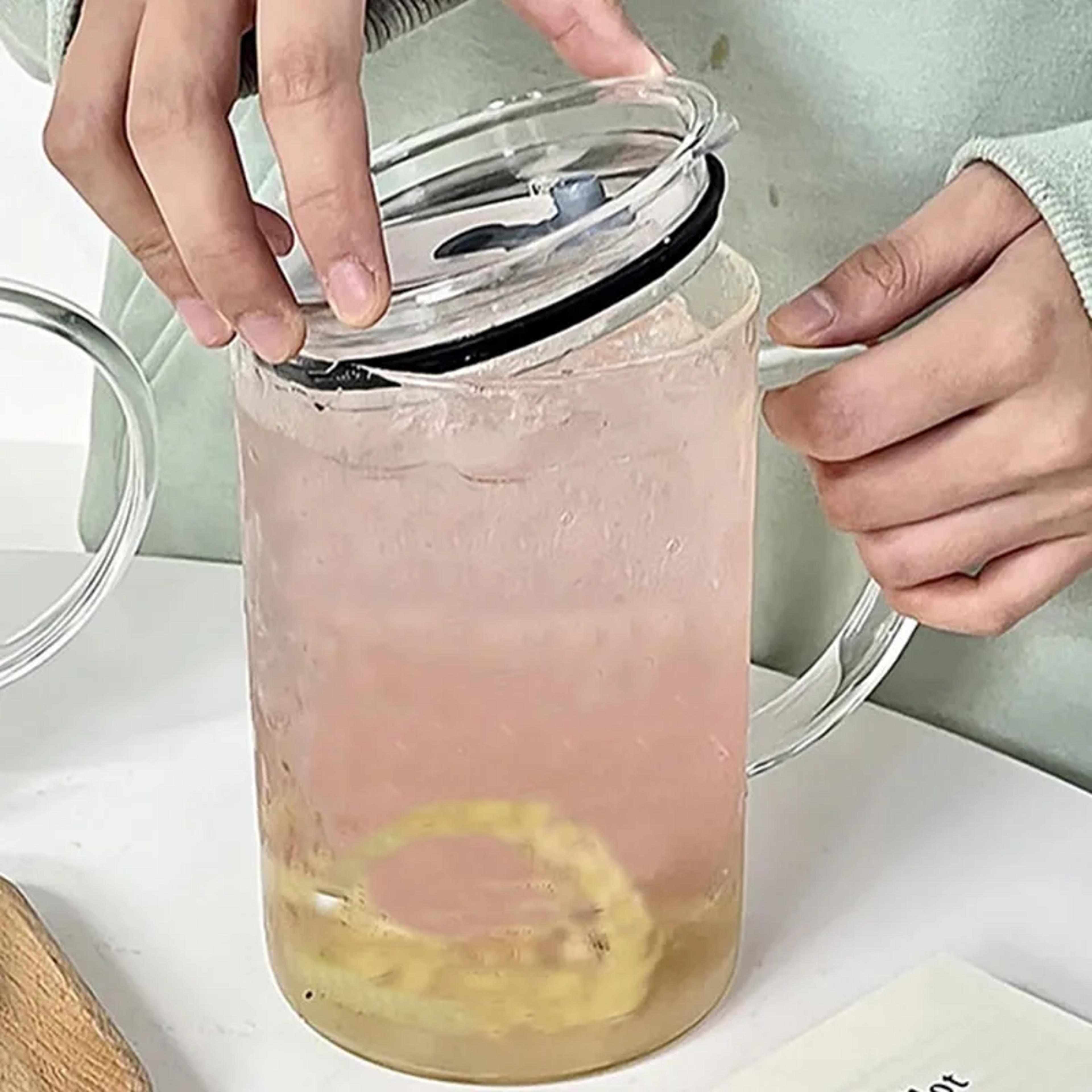 glass tumbler with lid and straw large capacity iced coffee cup for juice milk and daily drinks