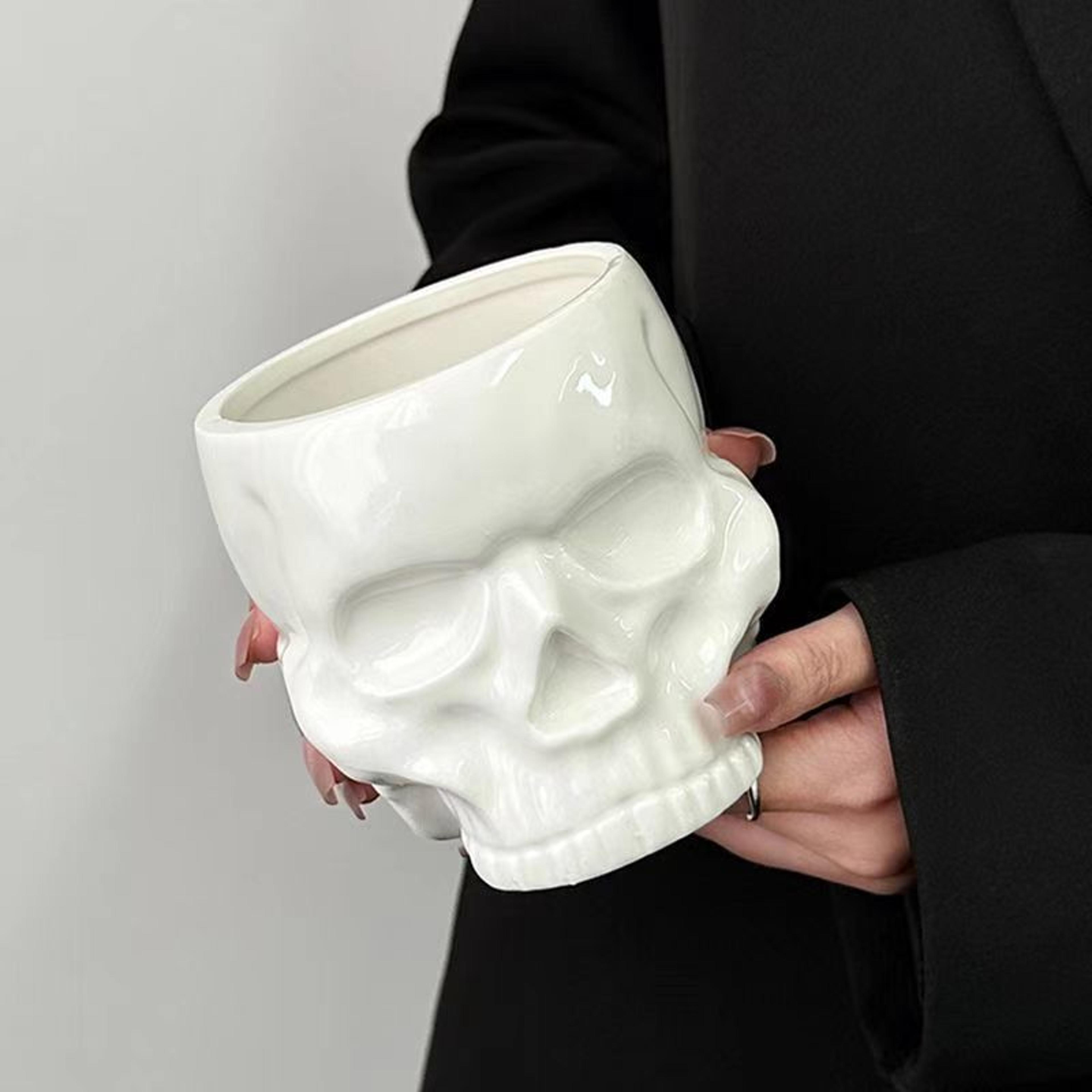 large ceramic skull mug gothic coffee cocktail cup