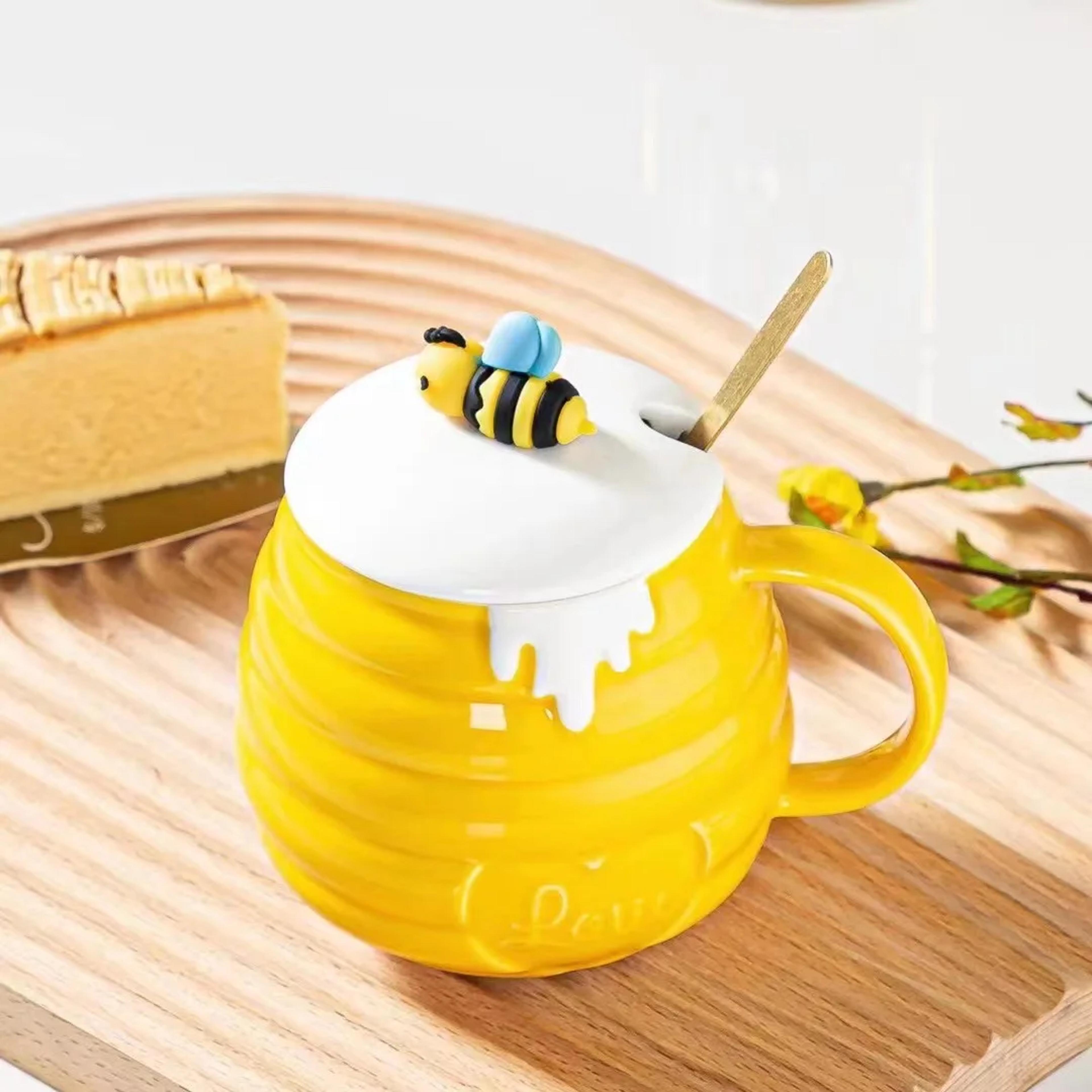 cute bee ceramic coffee mug for tea milk and breakfast