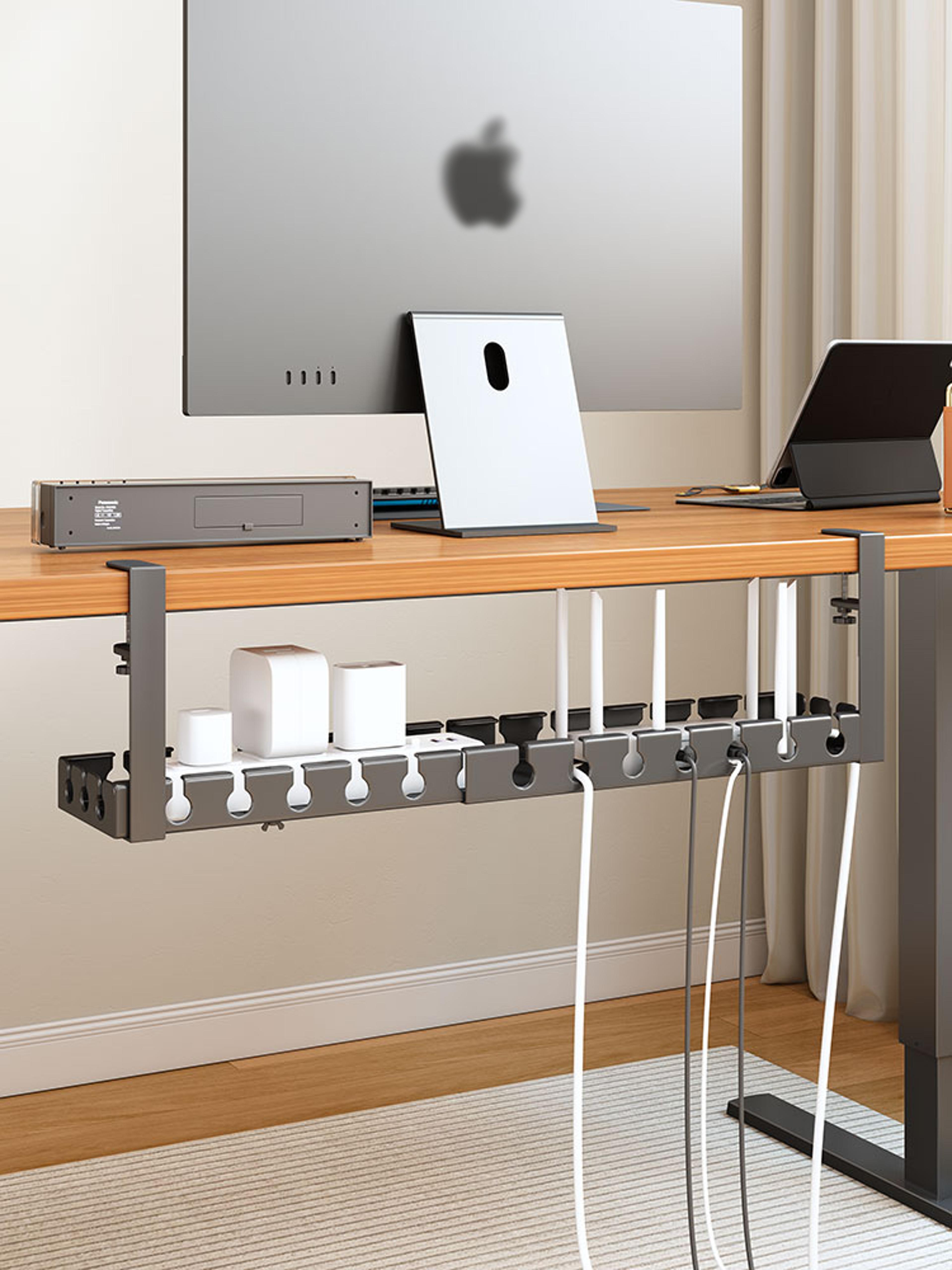 extendable under desk cable management tray steel cord organizer and power strip holder