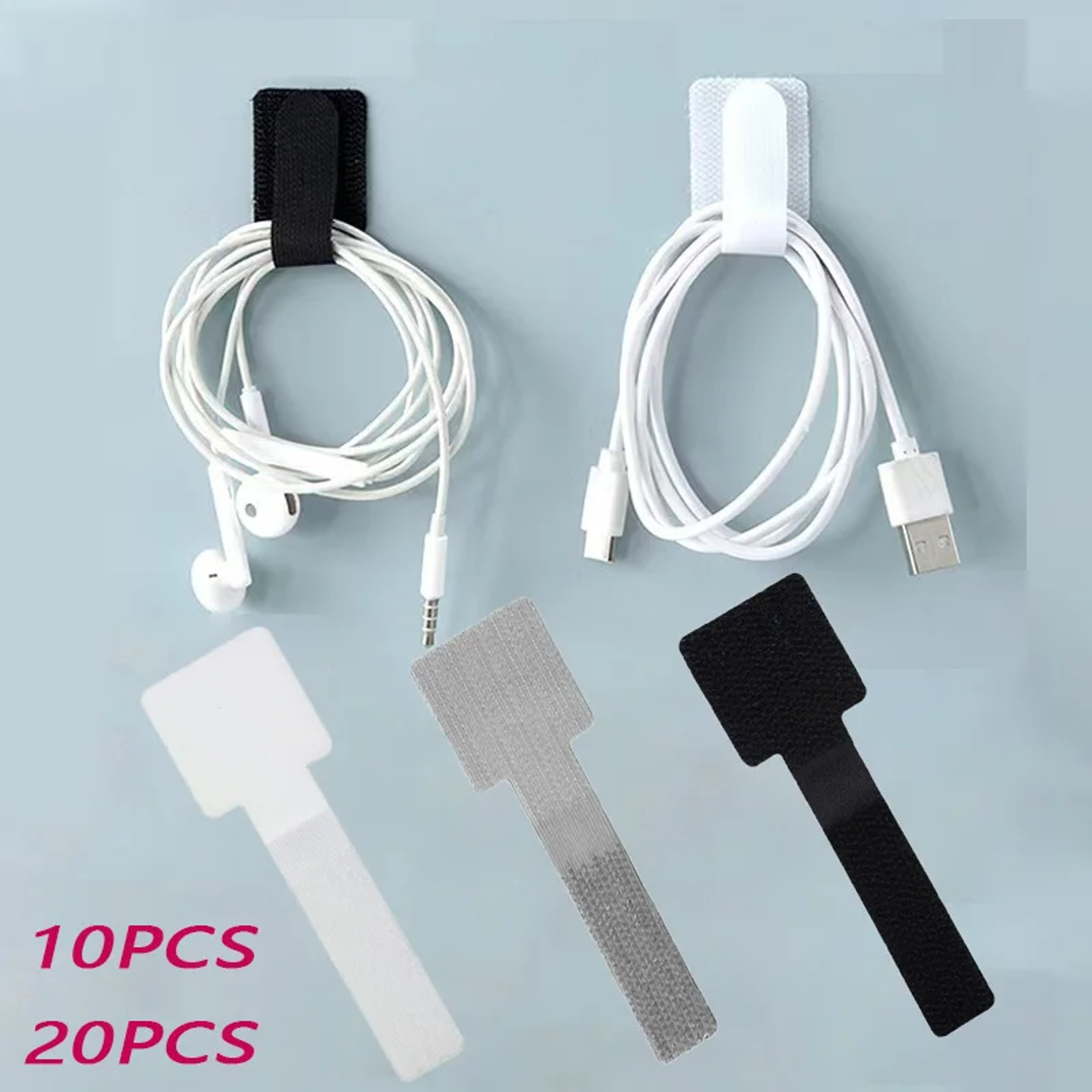 reusable self adhesive cable ties adjustable cord organizer straps for desk cable management