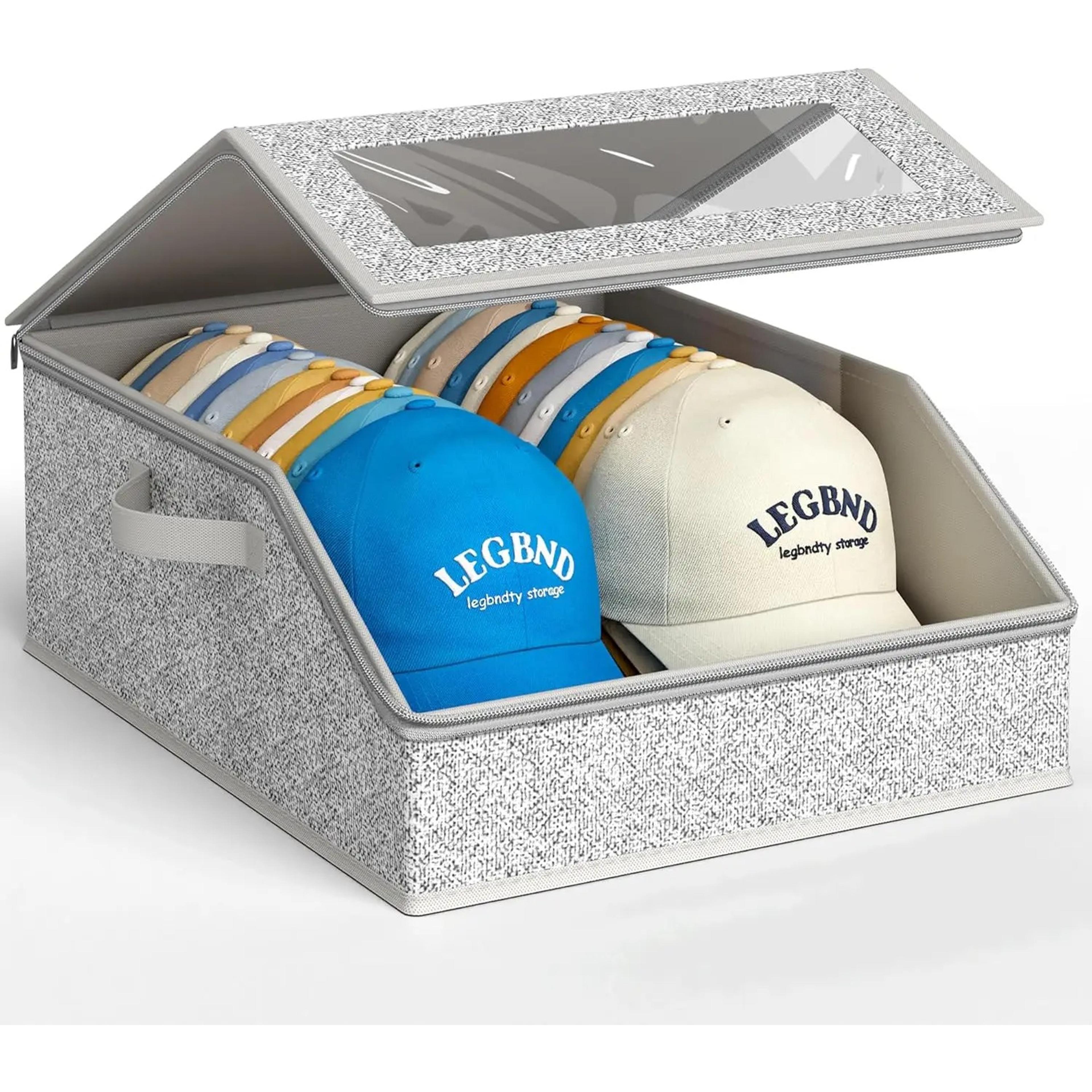 foldable baseball cap organizer hat storage box for caps with zipper dustproof design