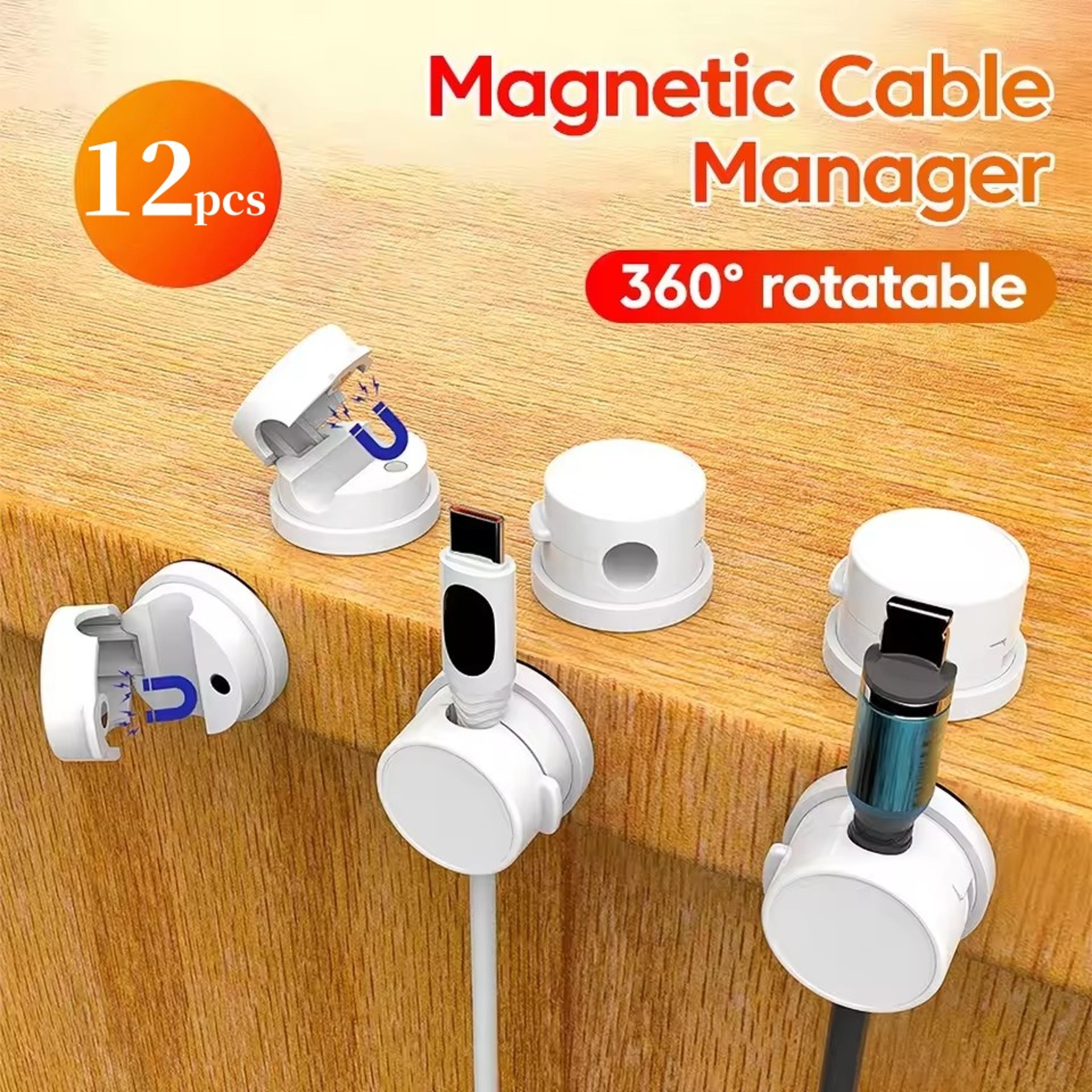 magnetic cable organizer with rotating adhesive cord holder