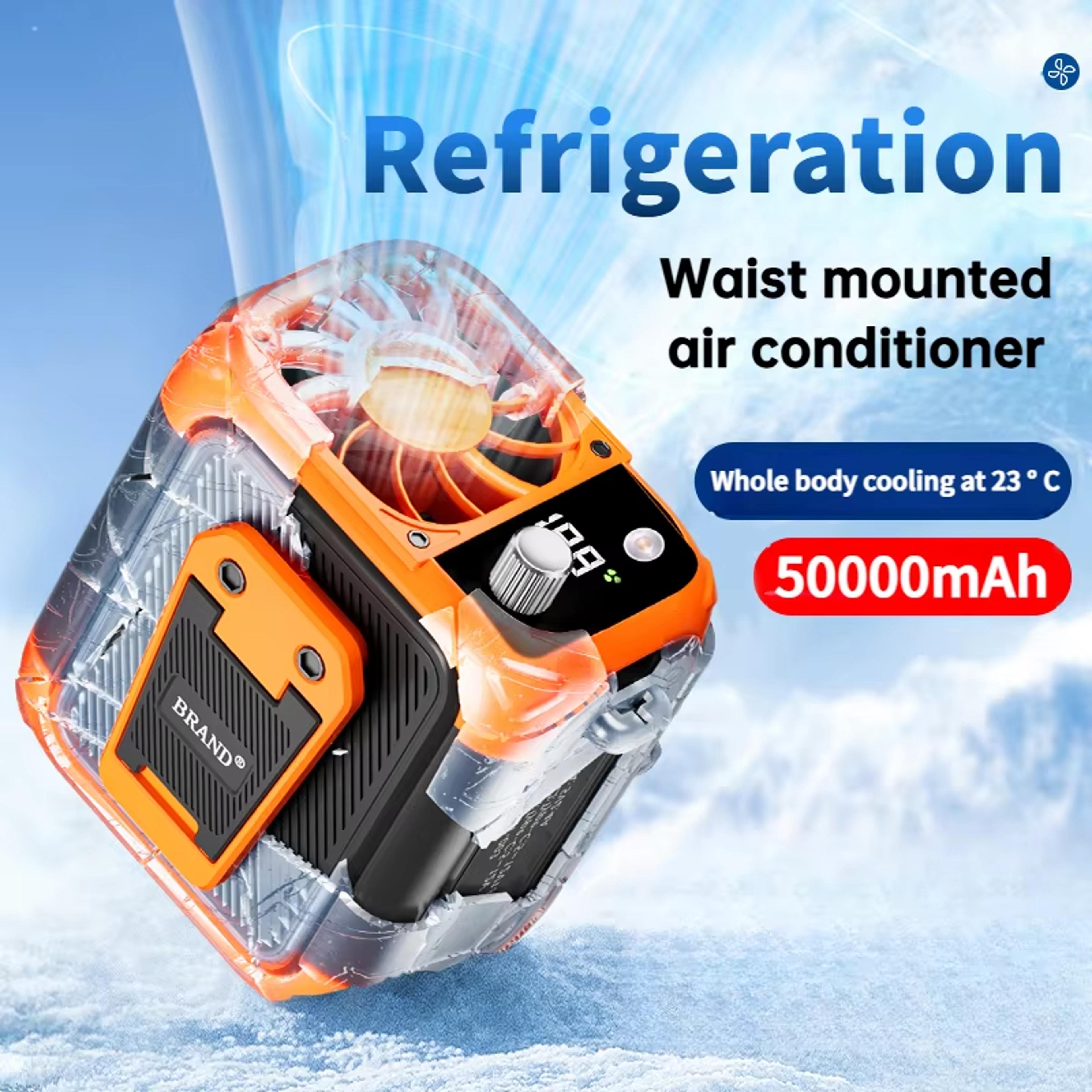 portable wearable waist fan rechargeable neck fan with digital display and power bank