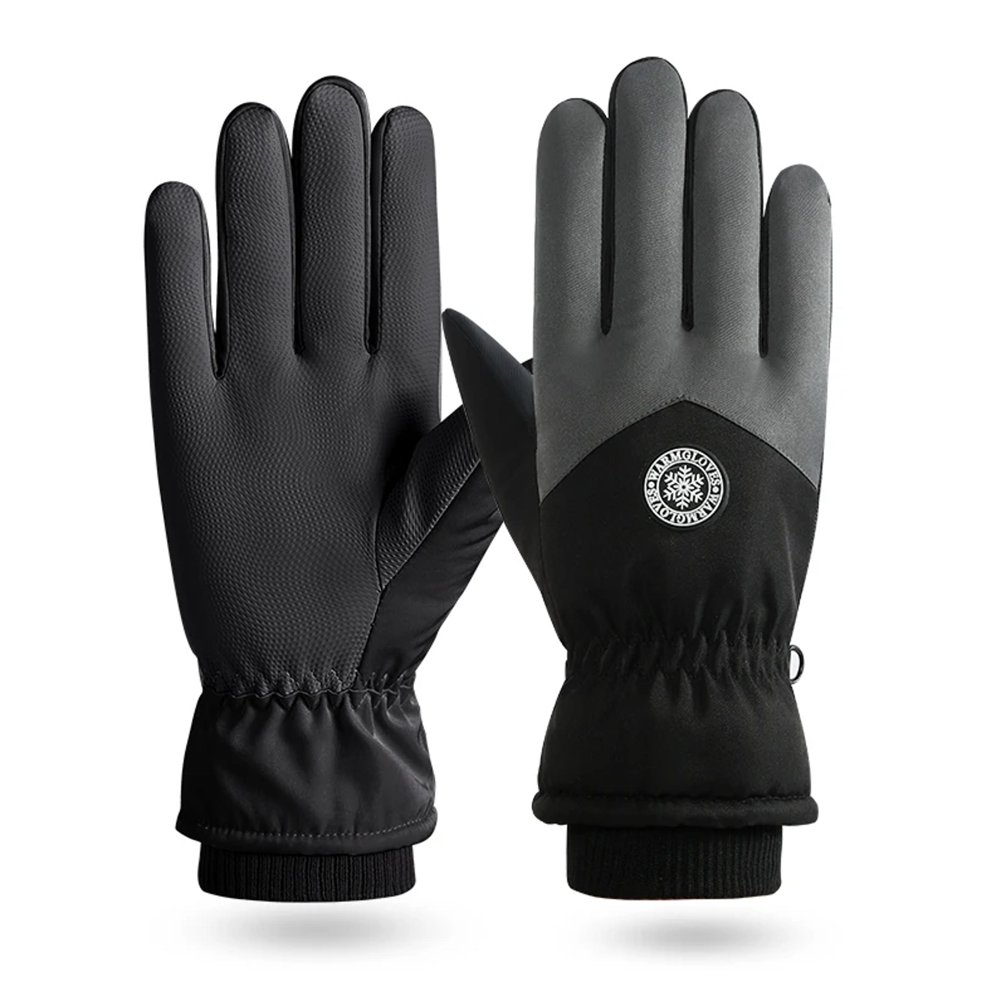thermal waterproof ski gloves with touchscreen grip and adjustable wrist