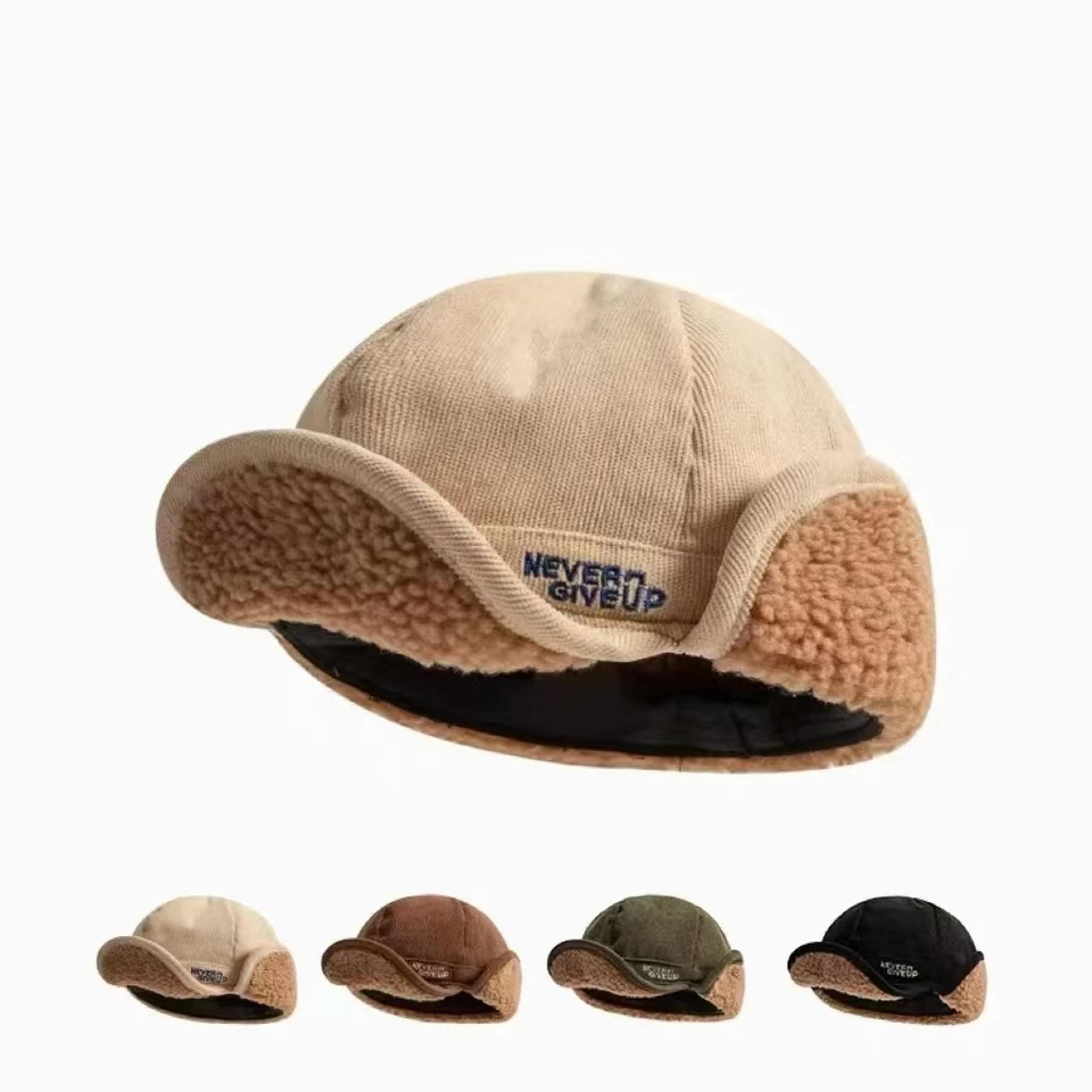 lamb fleece winter ear flap hat warm baseball cap for men and women