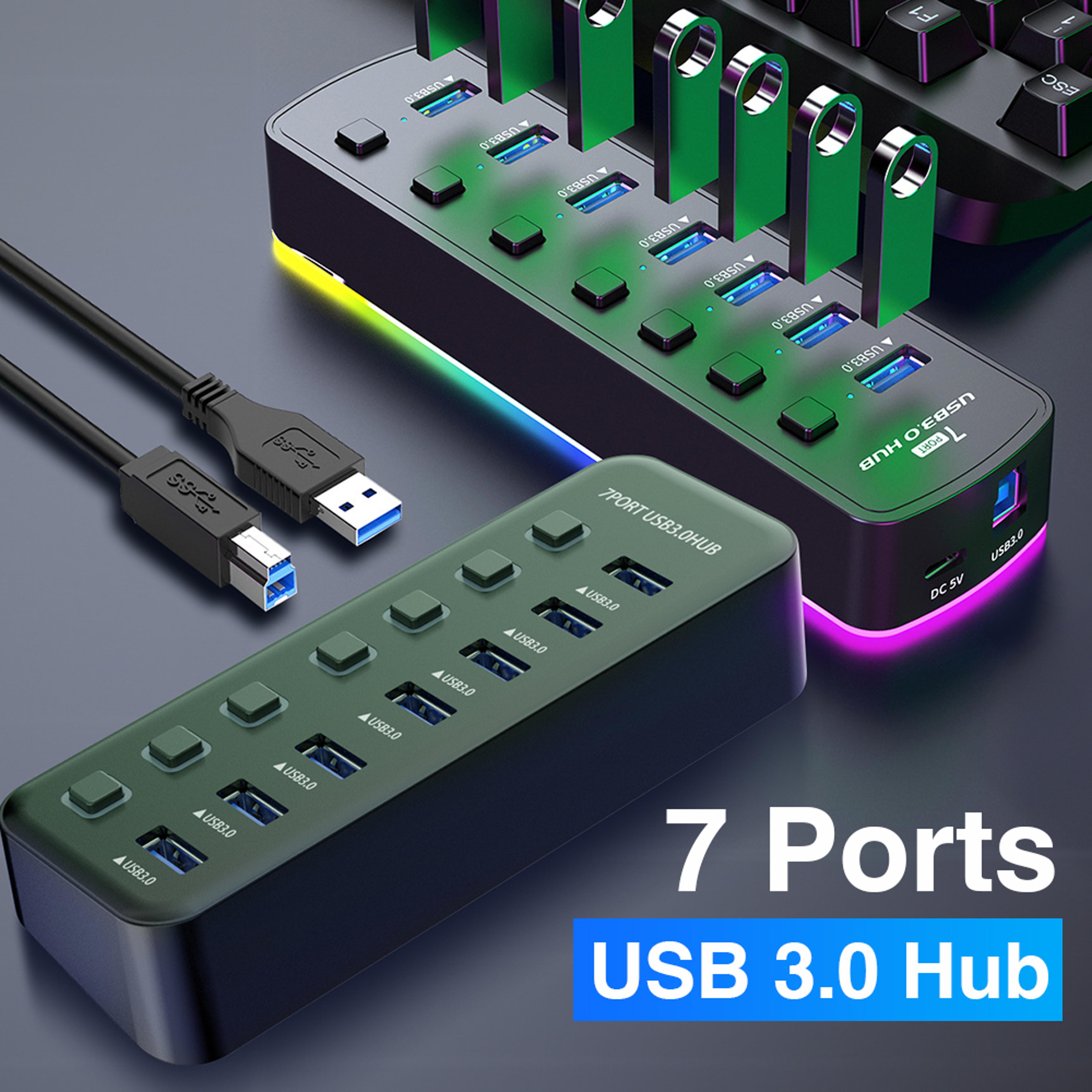 rgb usb hub with high speed data transfer and individual on off switches
