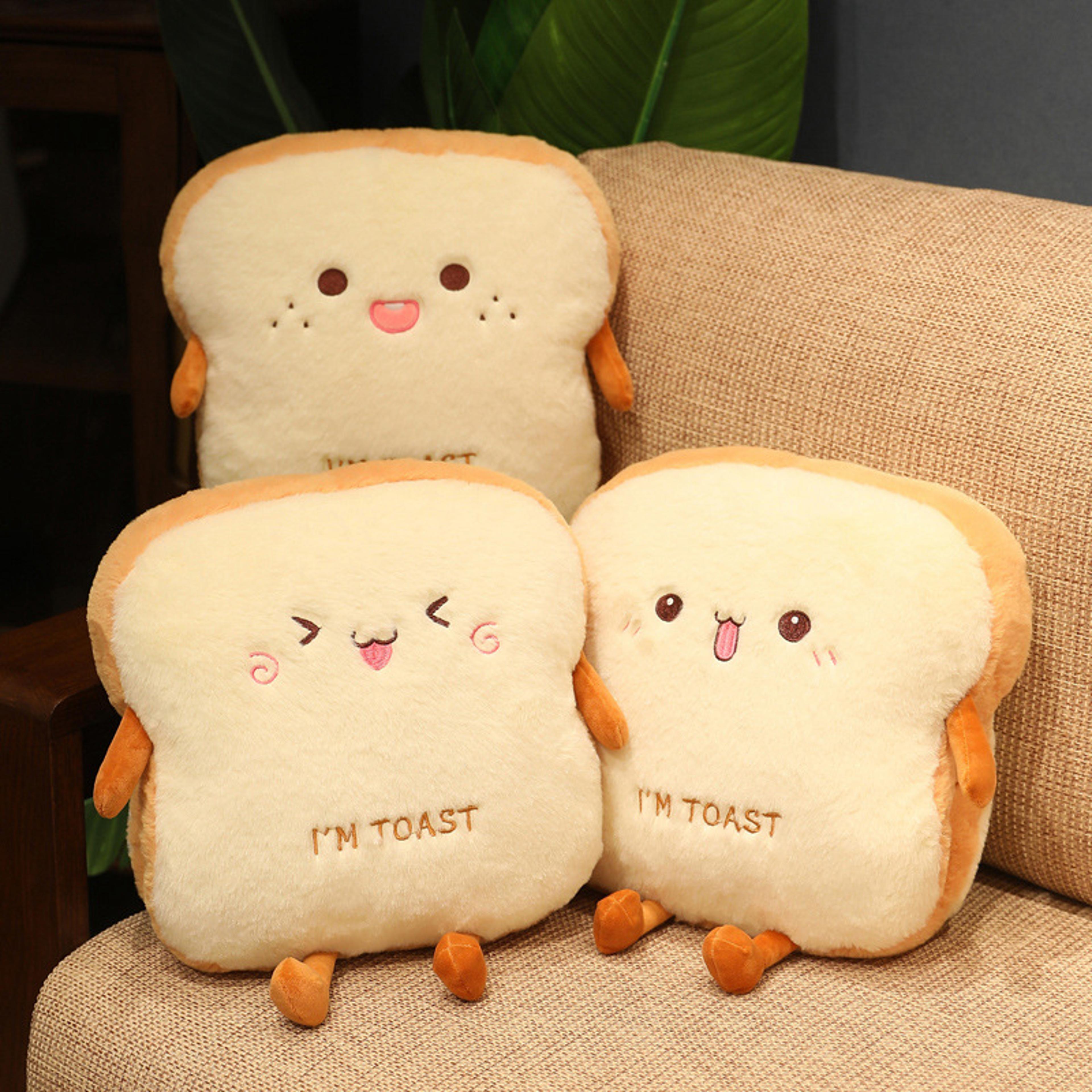 cute toast bread plush pillow soft stuffed cushion hand warmer kids gift