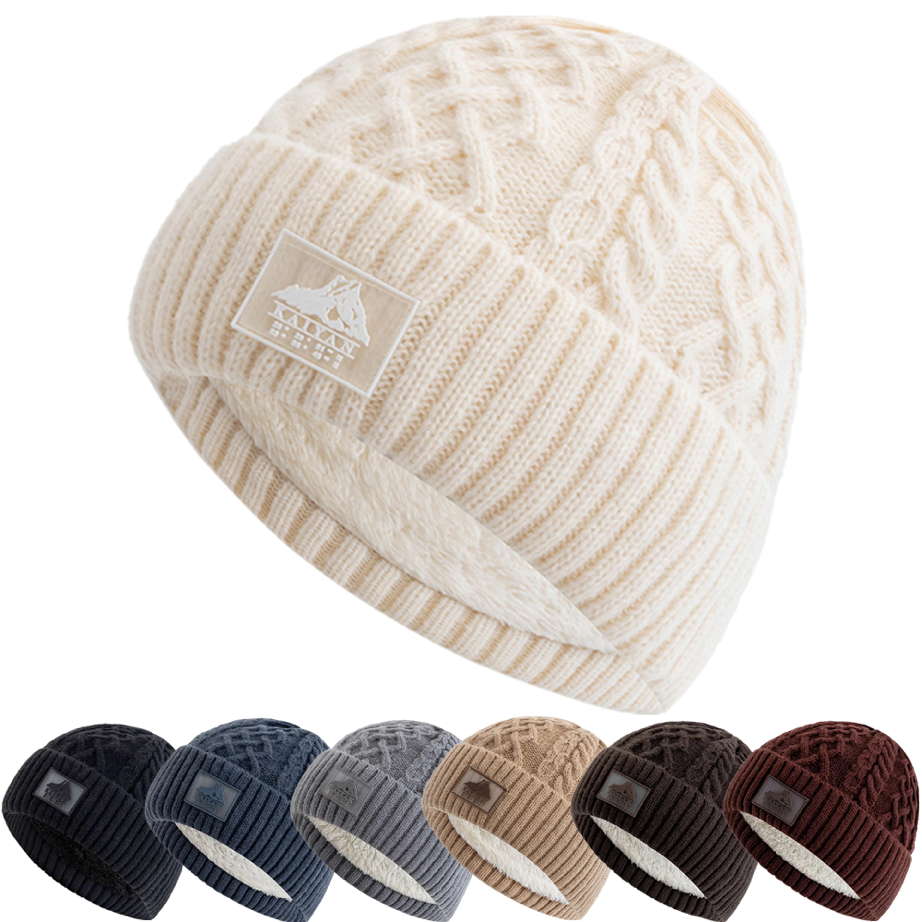 plush fur lined winter beanie unisex knitted ski hat for warm outdoor comfort