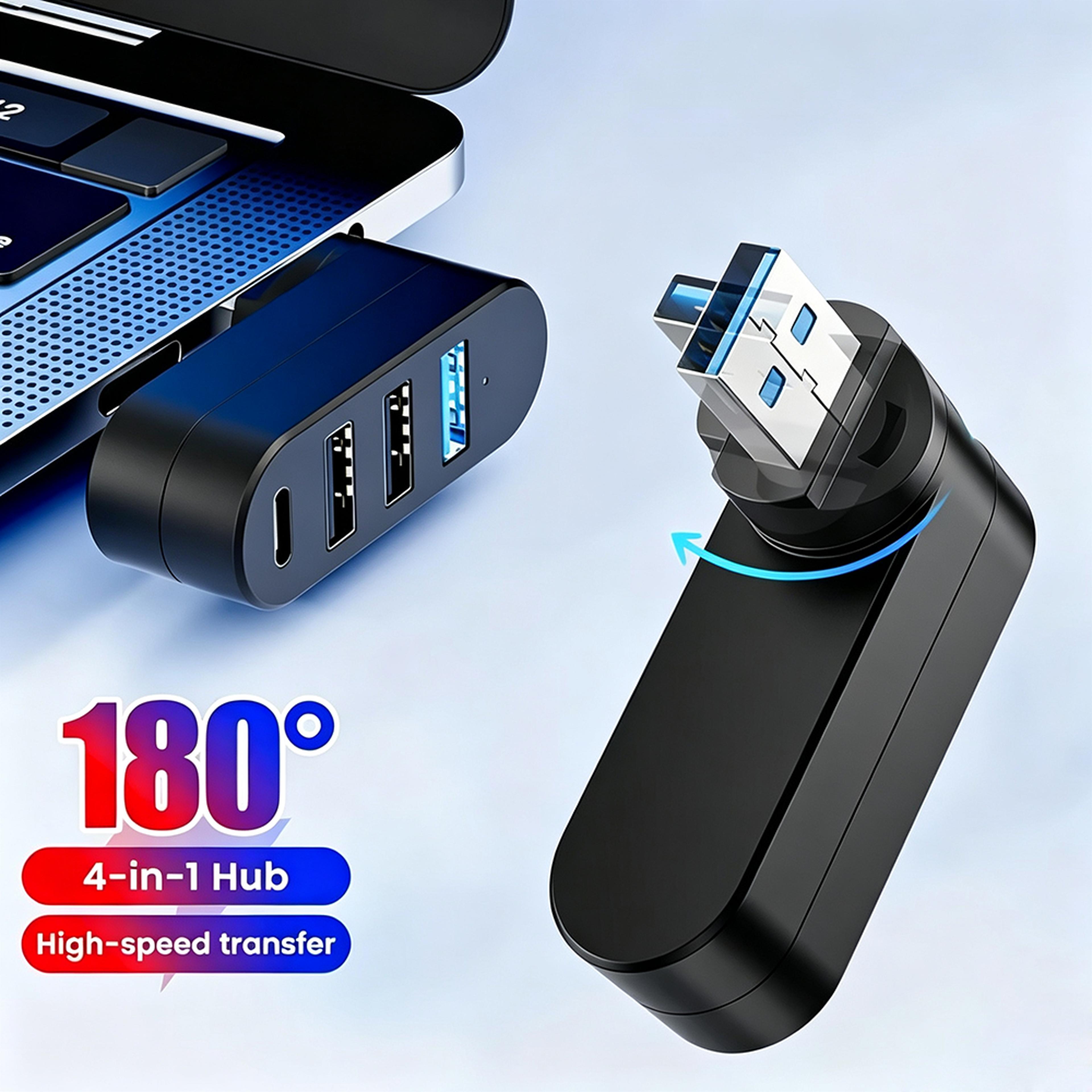 rotating usb hub type c multiport splitter for pc laptop