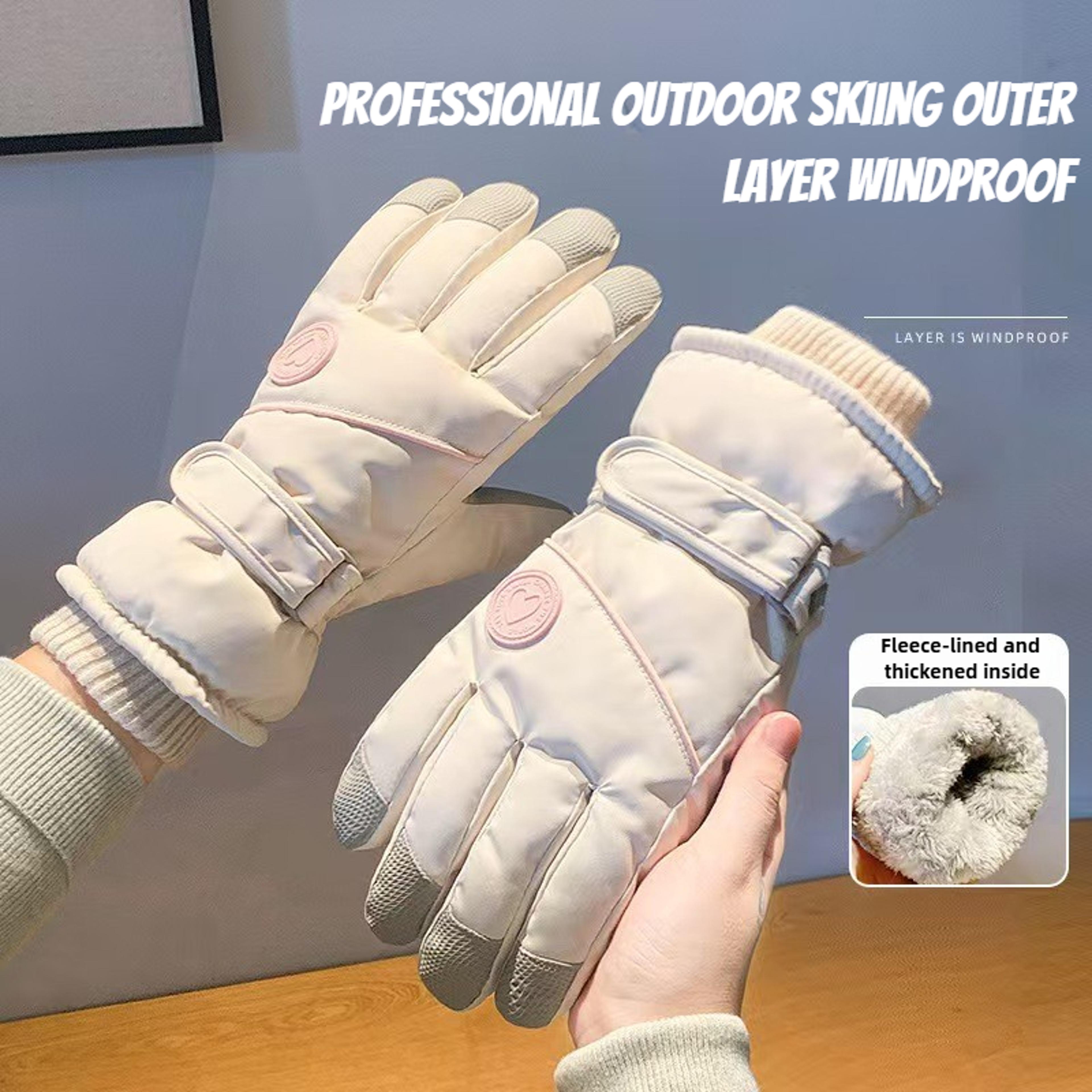 womens fleece lined touchscreen ski gloves for cold weather cycling