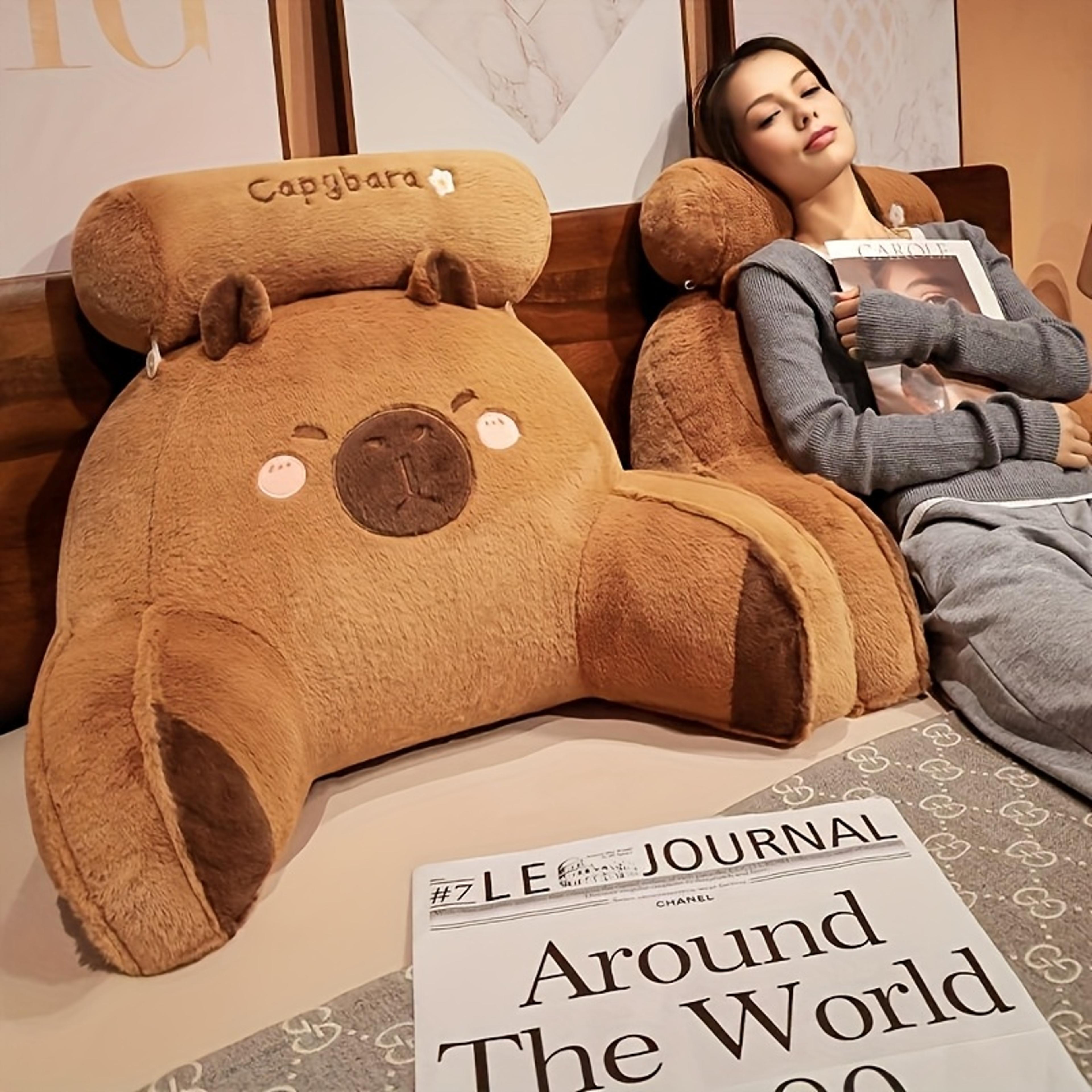 cute capybara backrest cushion triangle reading pillow with lumbar support