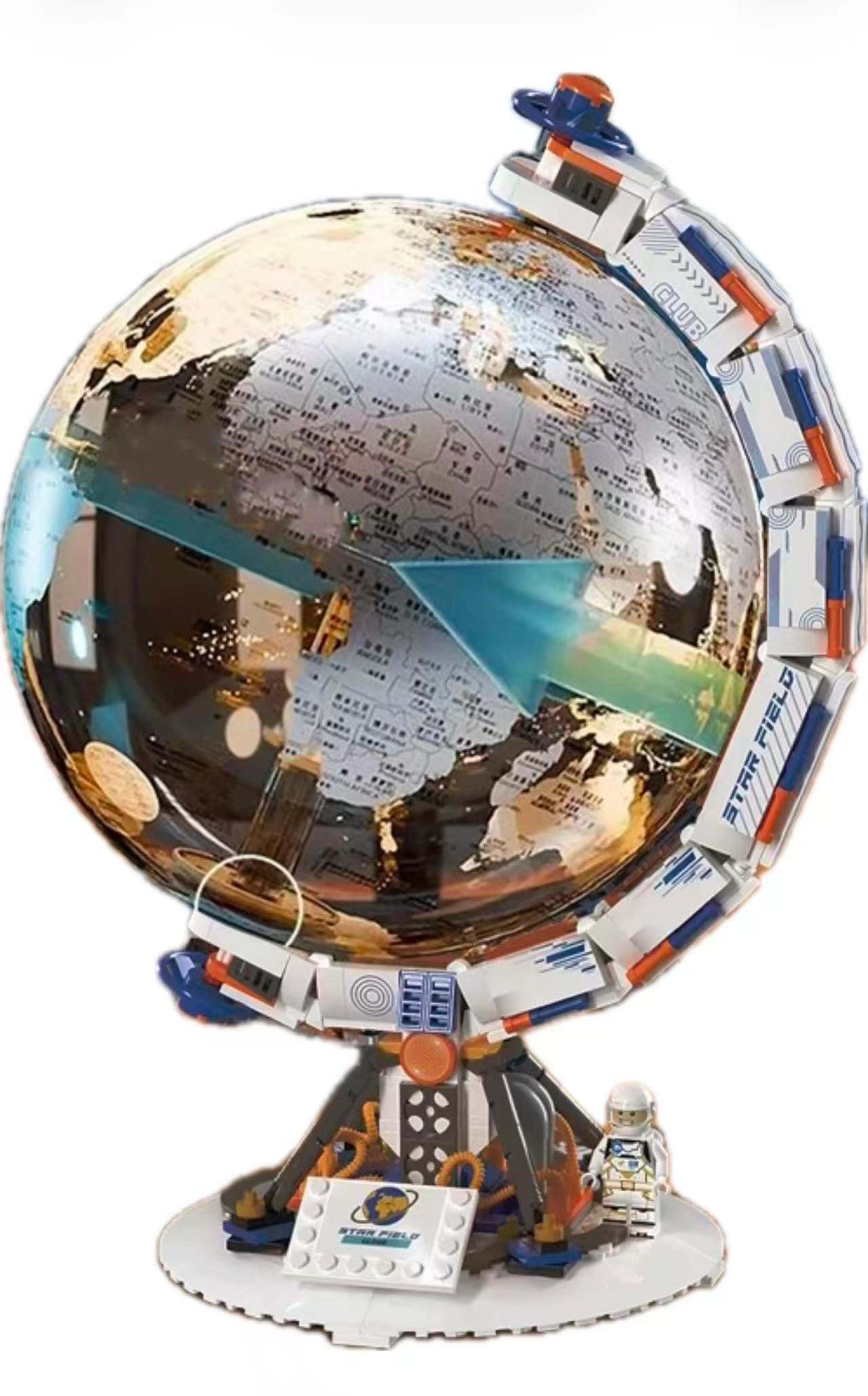 space station building blocks transparent globe stem construction toy for kids